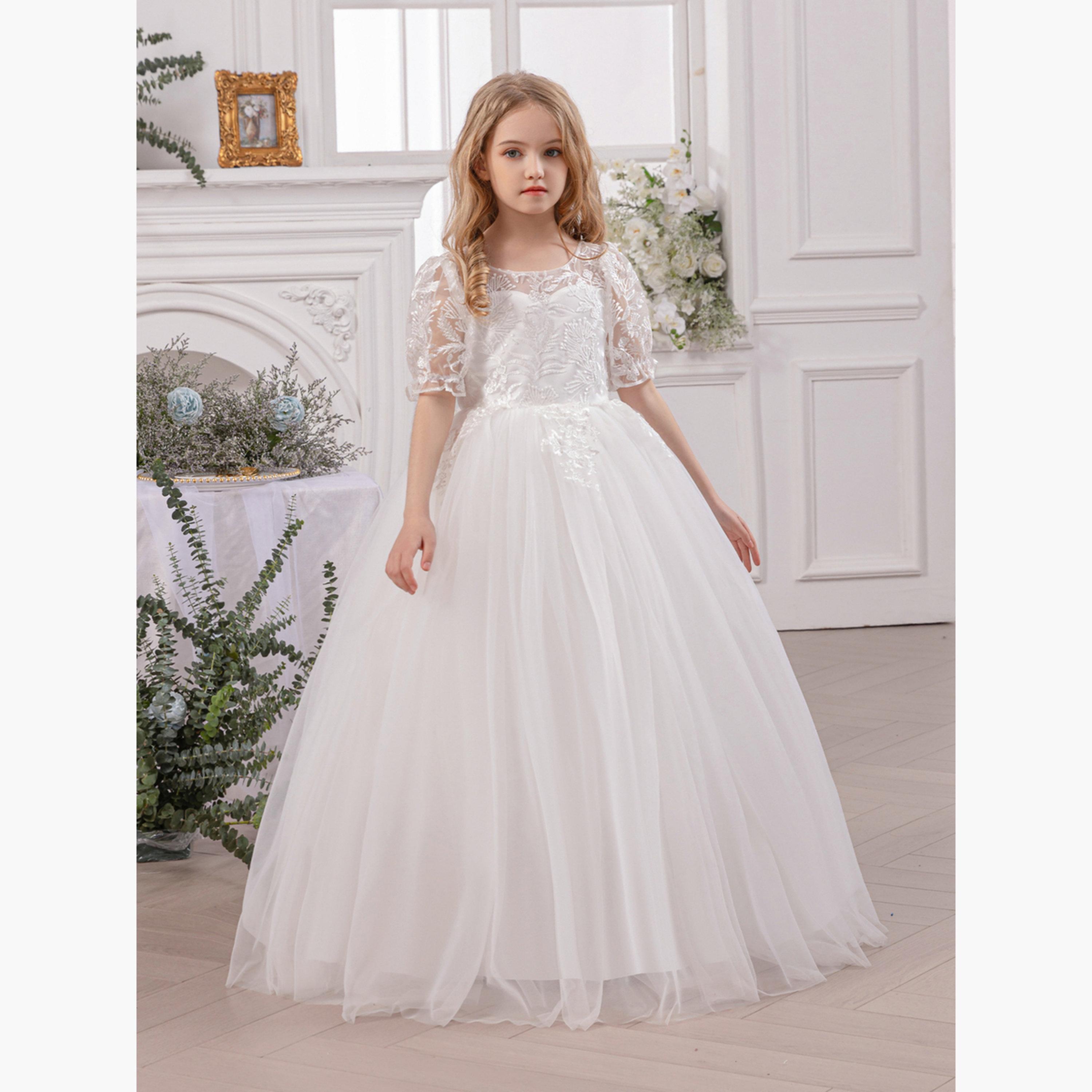 Take Two Girls White Floral Lace Deep V-Back Maxi Dress-girls-clothing-dressesandjumpsuits-image-4