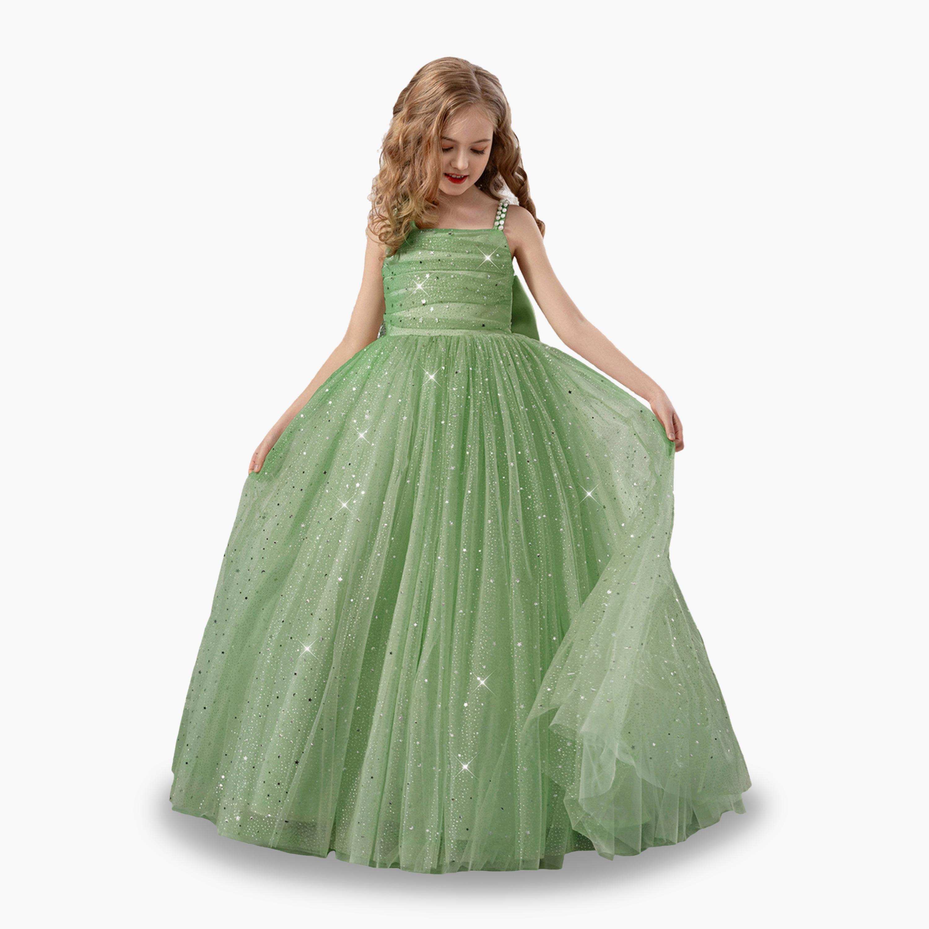 فستان طويل بناتي مزين وتفاصيل فيونكة-girls-clothing-dressesandjumpsuits-image-1