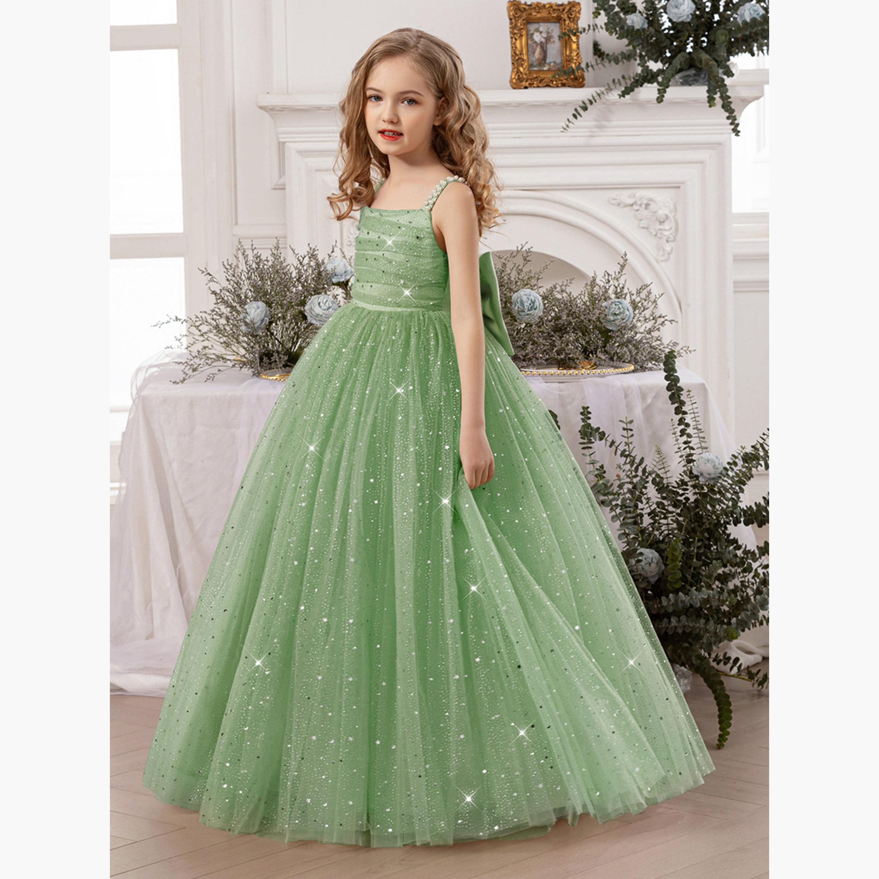 فستان طويل بناتي مزين وتفاصيل فيونكة-girls-clothing-dressesandjumpsuits-image-2
