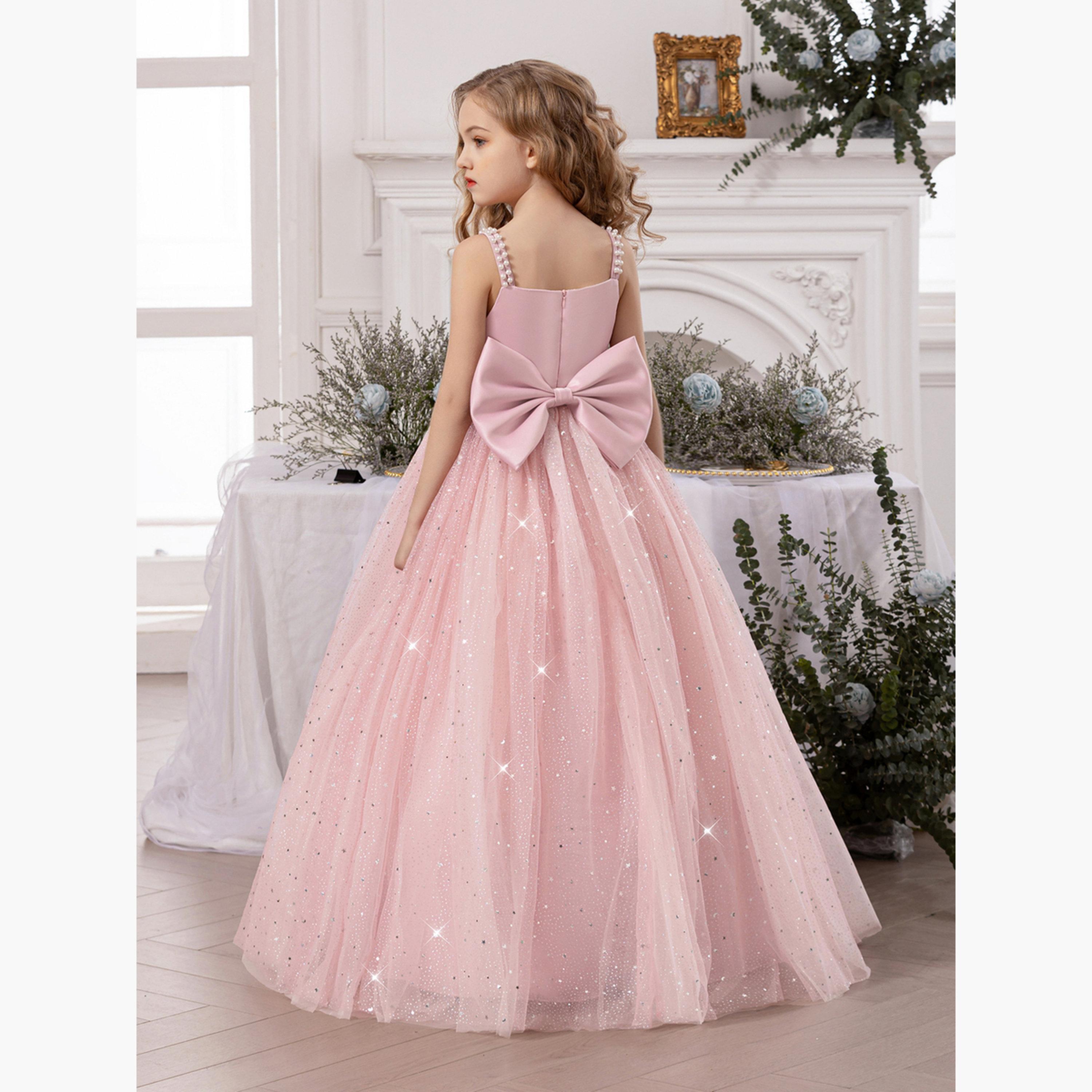 فستان طويل بناتي مزين وتفاصيل فيونكة-girls-clothing-dressesandjumpsuits-image-3