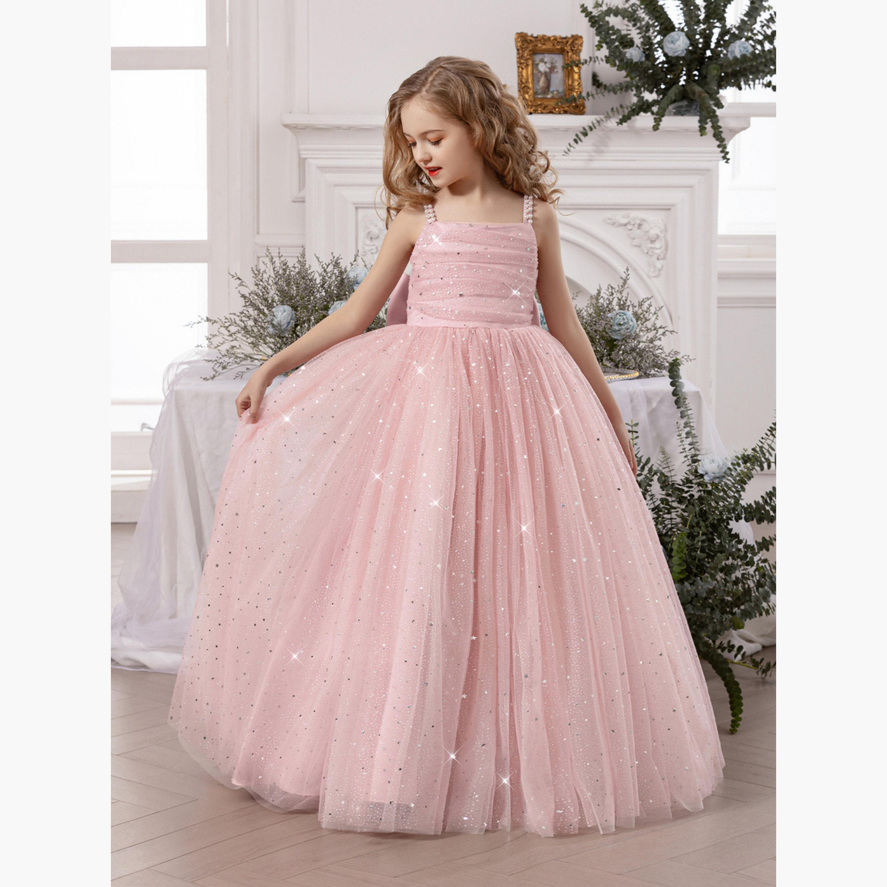 فستان طويل بناتي مزين وتفاصيل فيونكة-girls-clothing-dressesandjumpsuits-image-4
