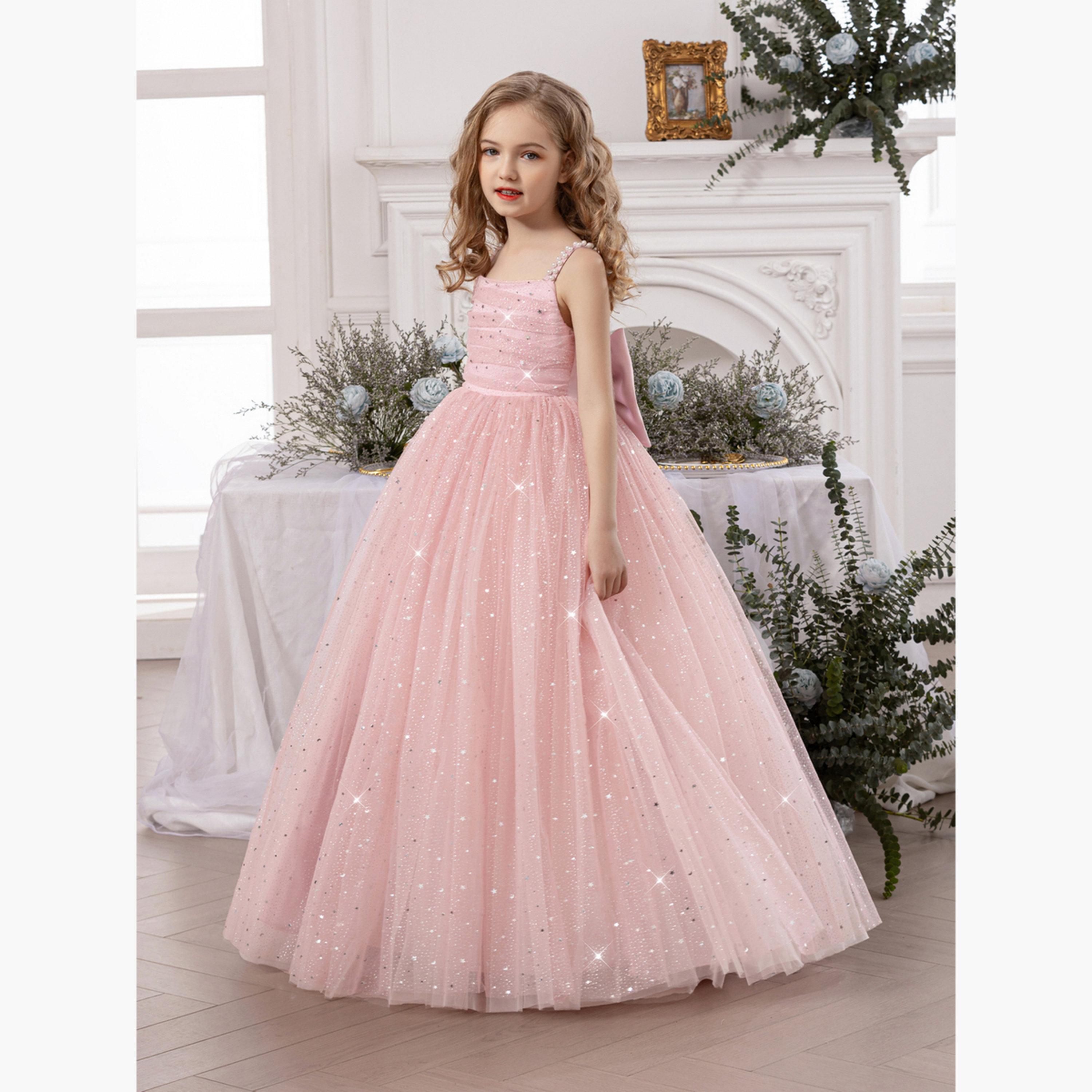 فستان طويل بناتي مزين وتفاصيل فيونكة-girls-clothing-dressesandjumpsuits-image-5