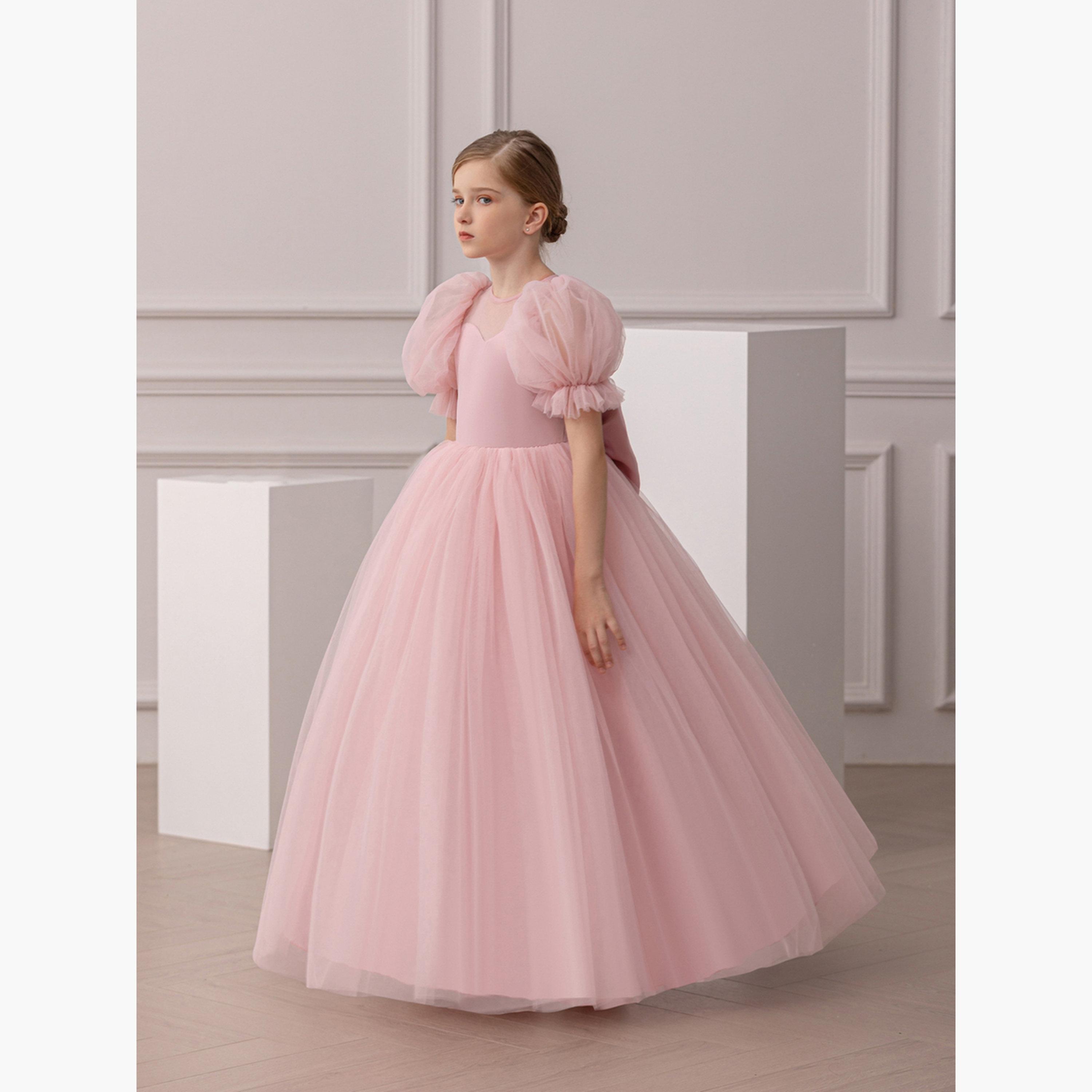 Take Two Girls Pink Puff Sleeve Embellished Maxi Dress-girls-clothing-dressesandjumpsuits-image-5