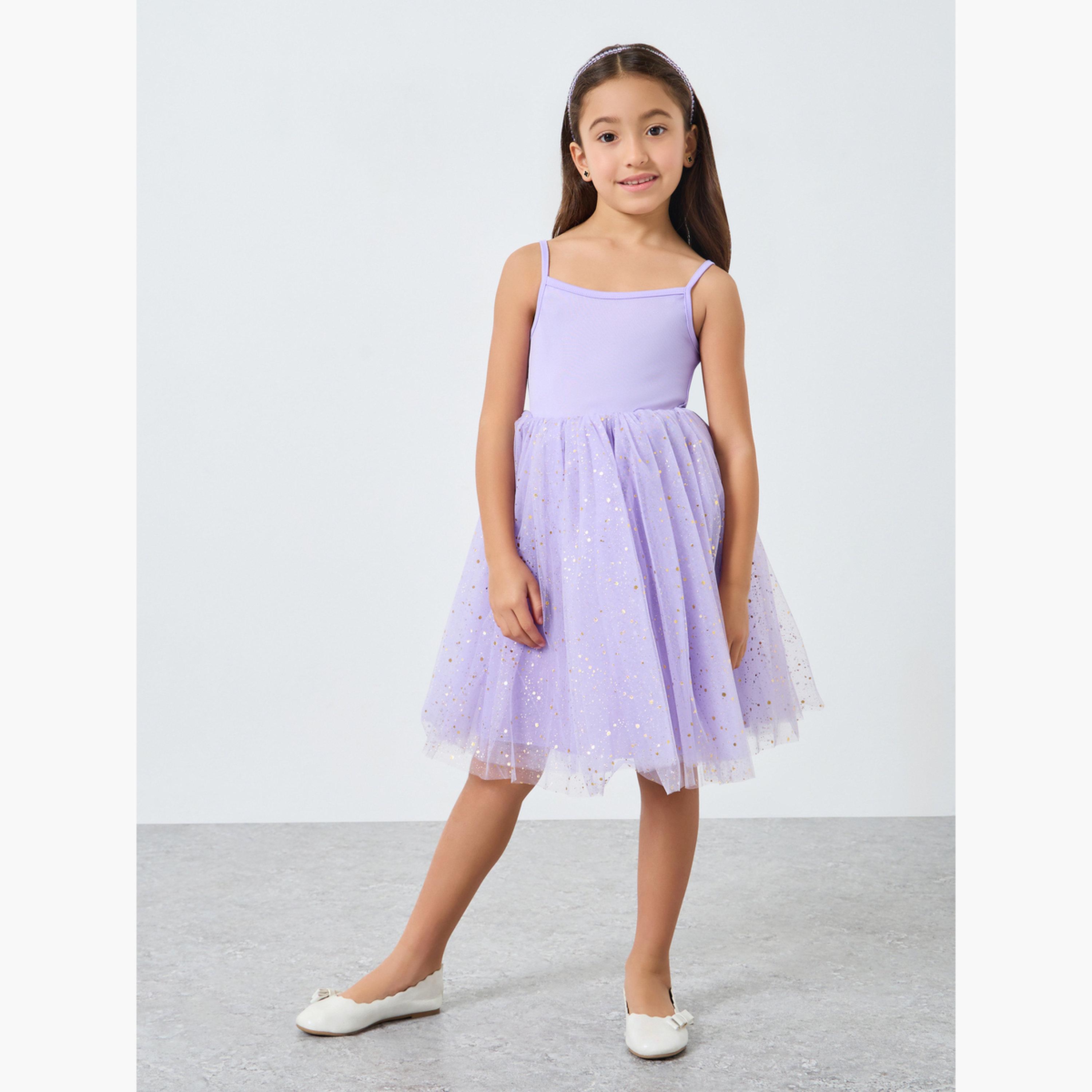 Take Two Girls Embellished Strappy Mesh Dress with Tulle Cape-girls-clothing-dressesandjumpsuits-image-6