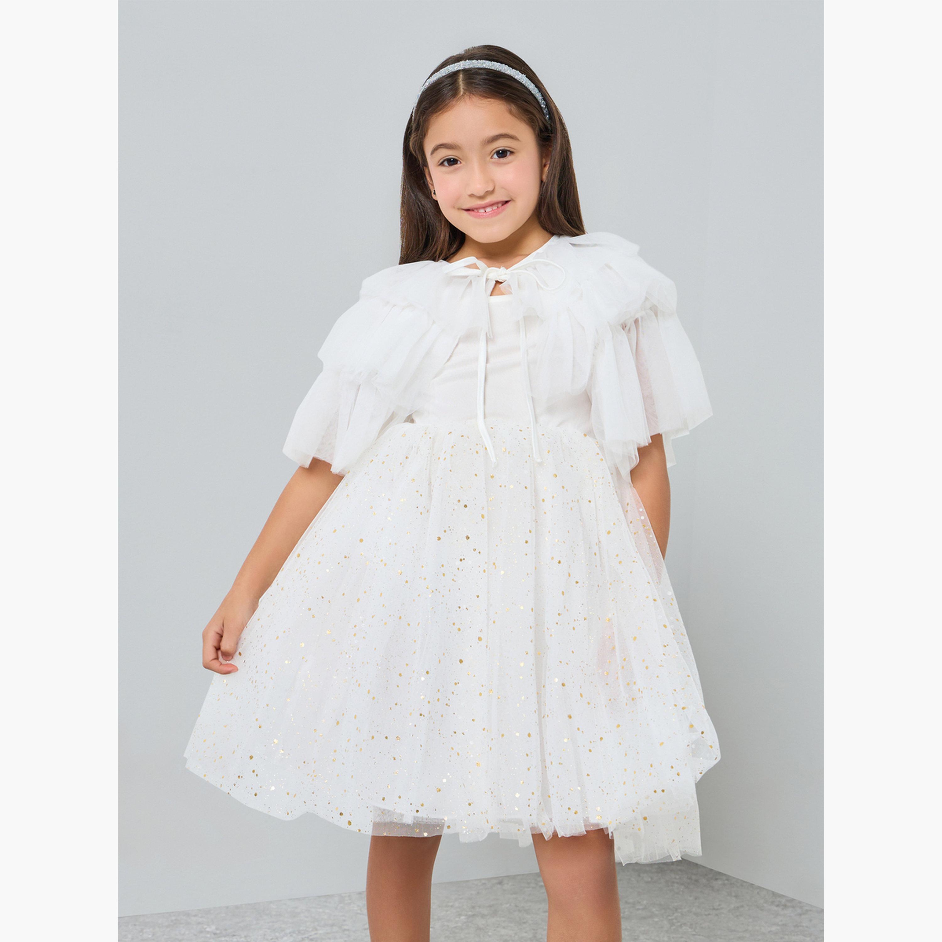 فستان شبكي بسيور وتزيينات مع كيب تول-girls-clothing-dressesandjumpsuits-image-1