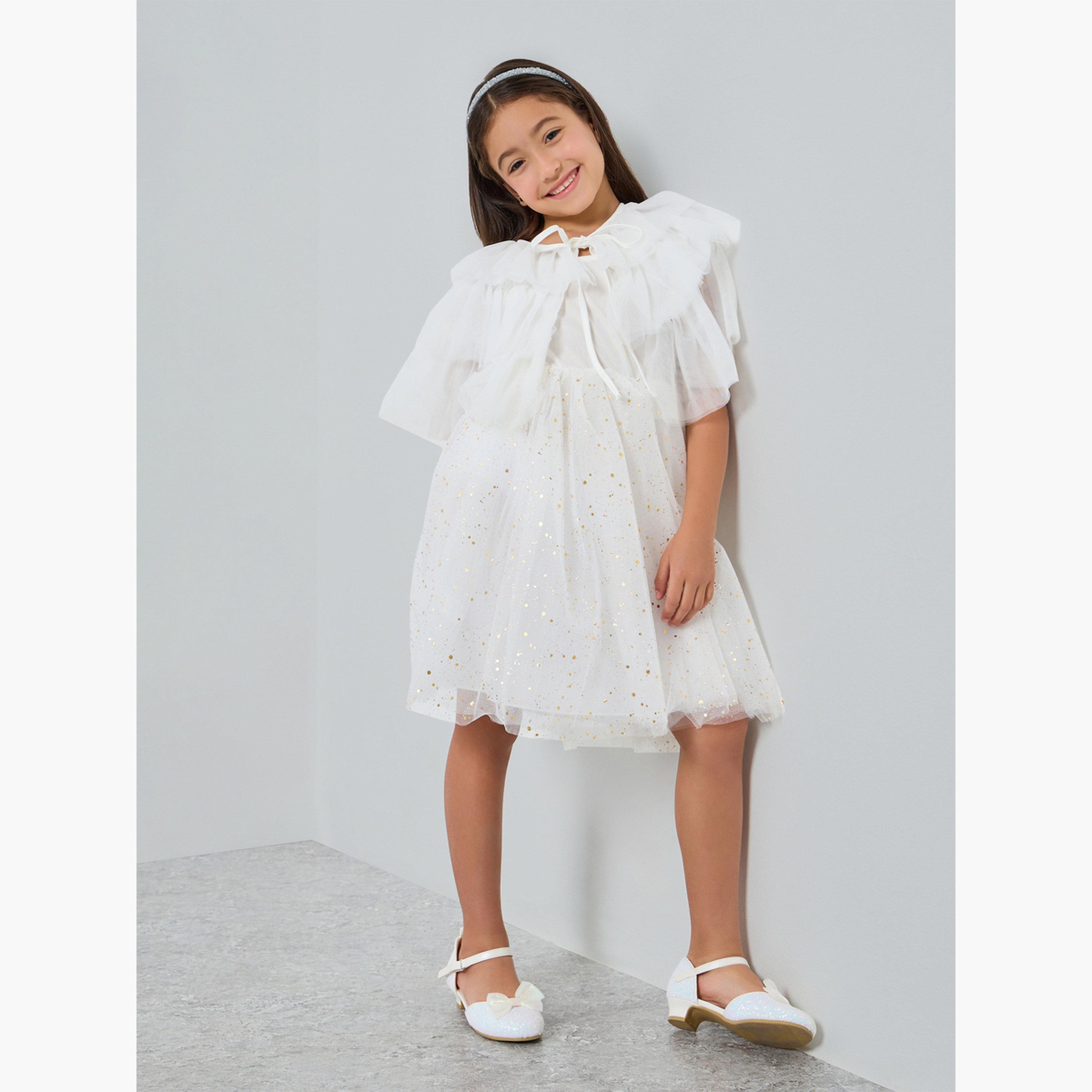 فستان شبكي بسيور وتزيينات مع كيب تول-girls-clothing-dressesandjumpsuits-image-2