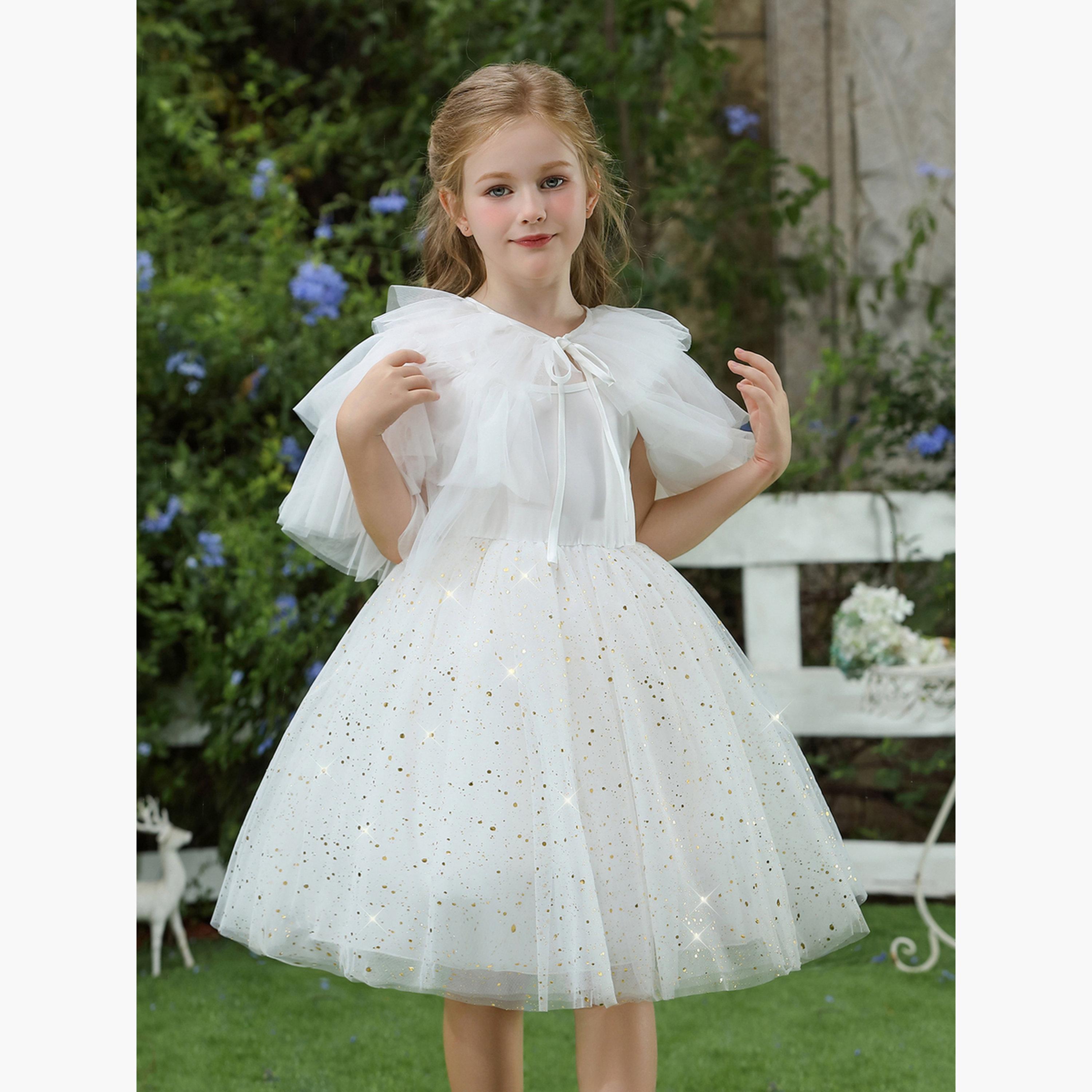 فستان شبكي بسيور وتزيينات مع كيب تول-girls-clothing-dressesandjumpsuits-image-3