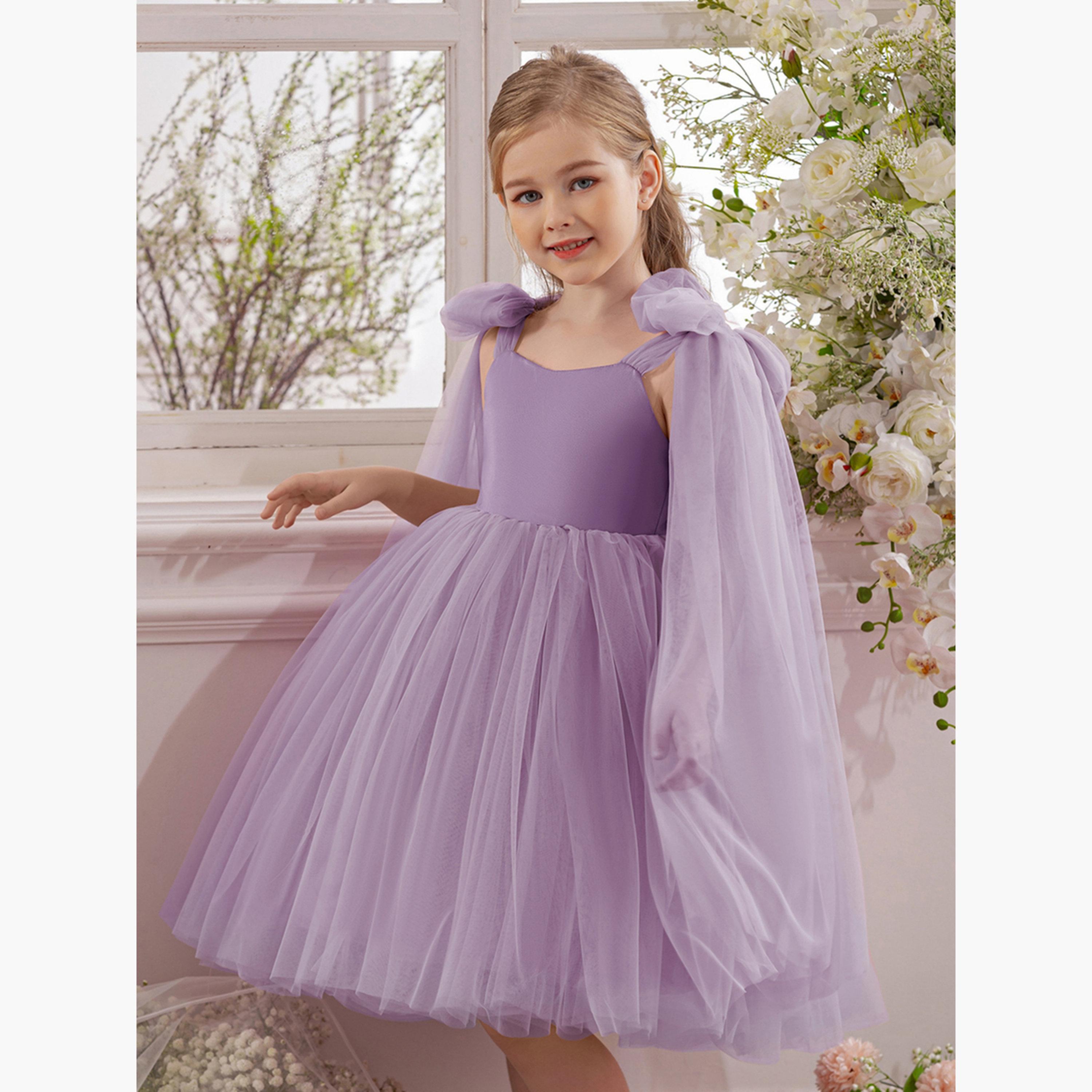 فستان شبكي بلا أكمام بتفاصيل كيب وفيونكة-girls-clothing-dressesandjumpsuits-image-3