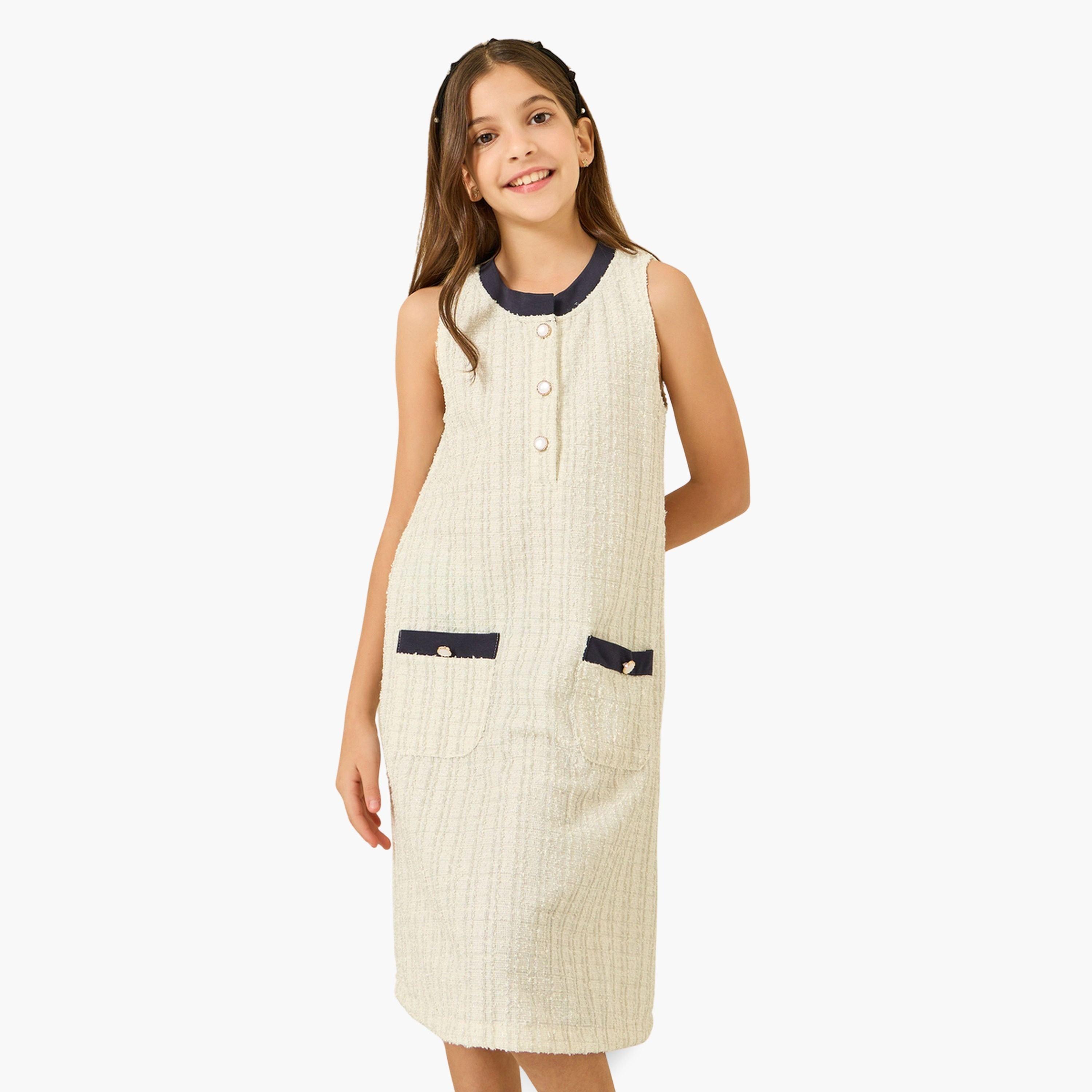 فستان تويد بقصة مستقيمة-girls-clothing-dressesandjumpsuits-image-1