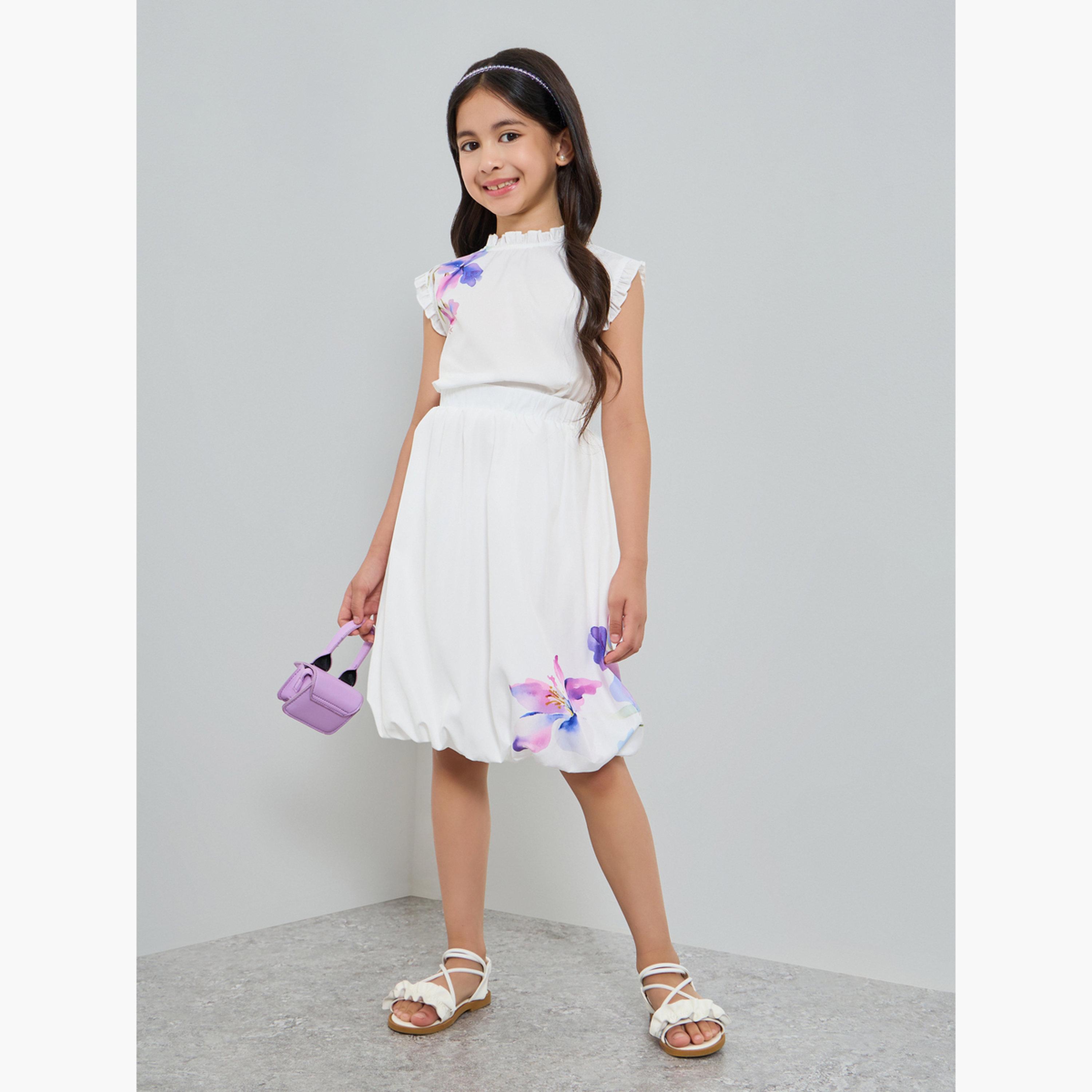 طقم من بلوزة وتنورة بطبعة زهور للبنات-girls-clothing-setsandcoords-image-1