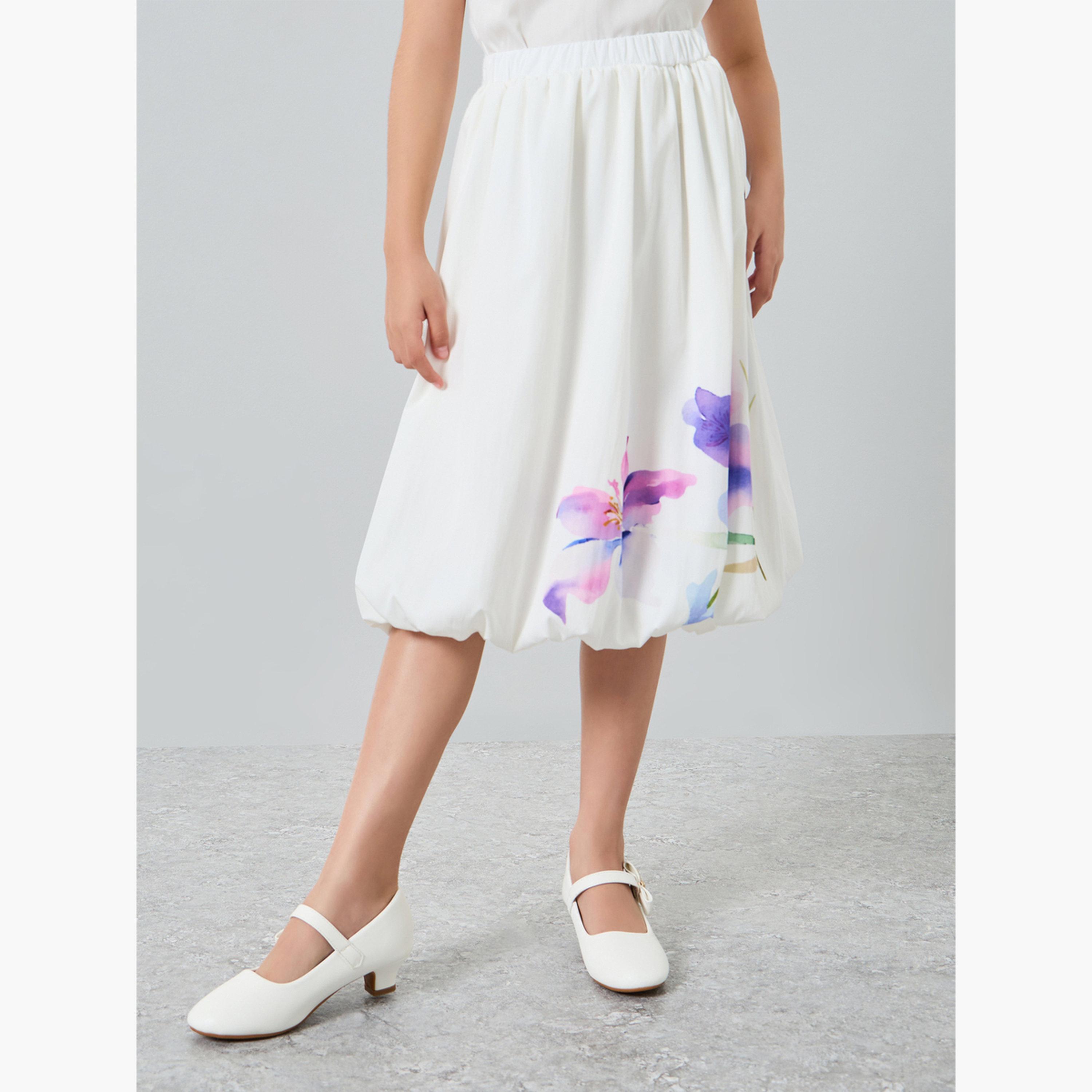 Styli Girls White Floral Print Top and Skirt Set-girls-clothing-setsandcoords-image-4