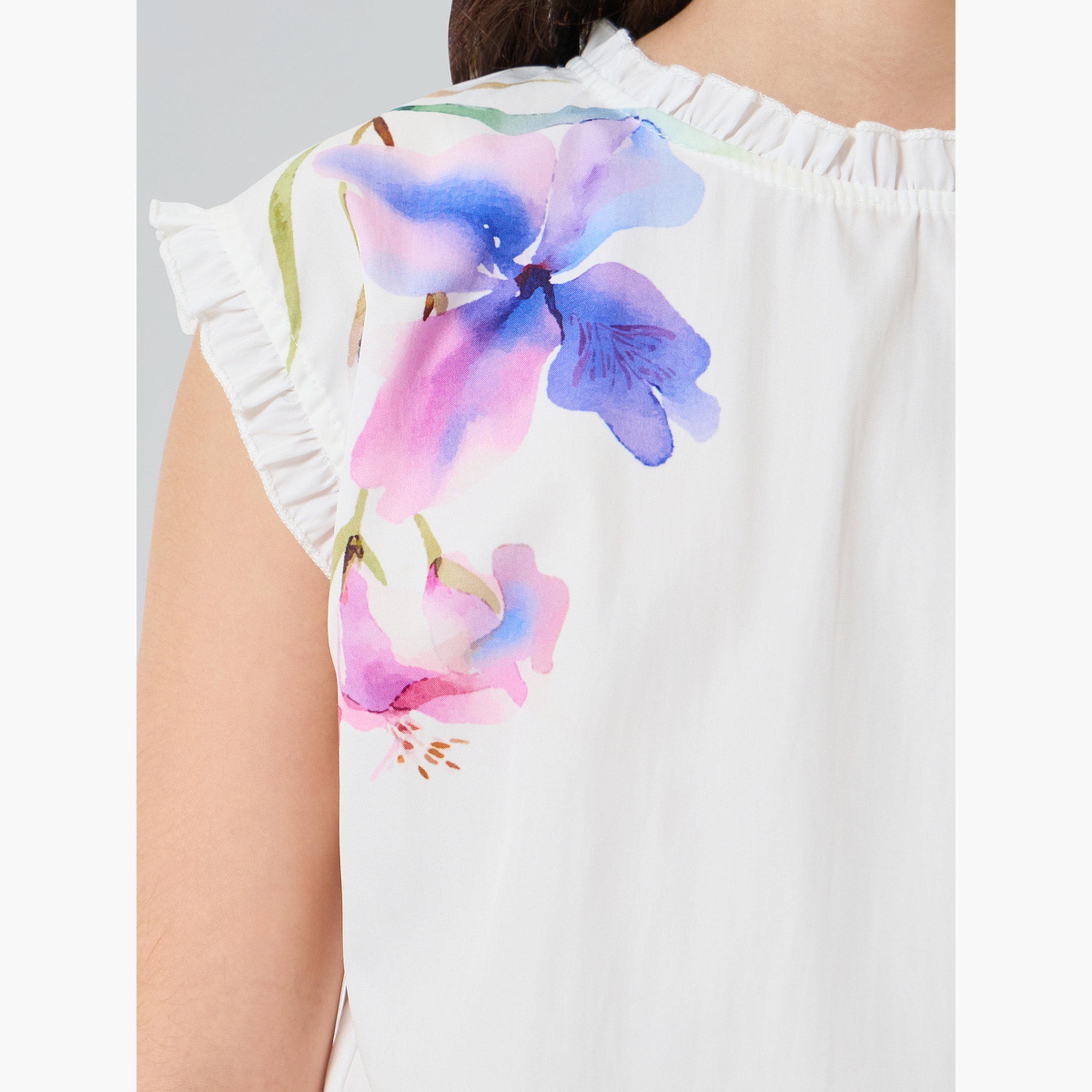 Styli Girls White Floral Print Top and Skirt Set-girls-clothing-setsandcoords-image-5