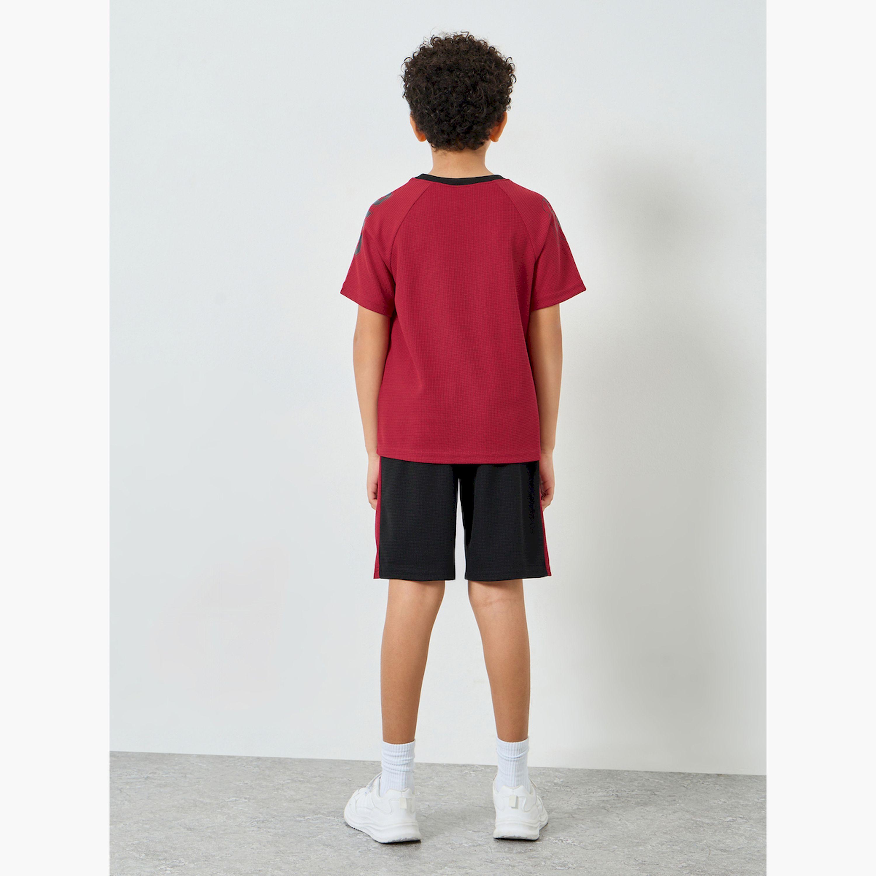 Styli Boys Red Football Graphic T-Shirt and Shorts Set-boys-clothing-setsandcoords-image-3
