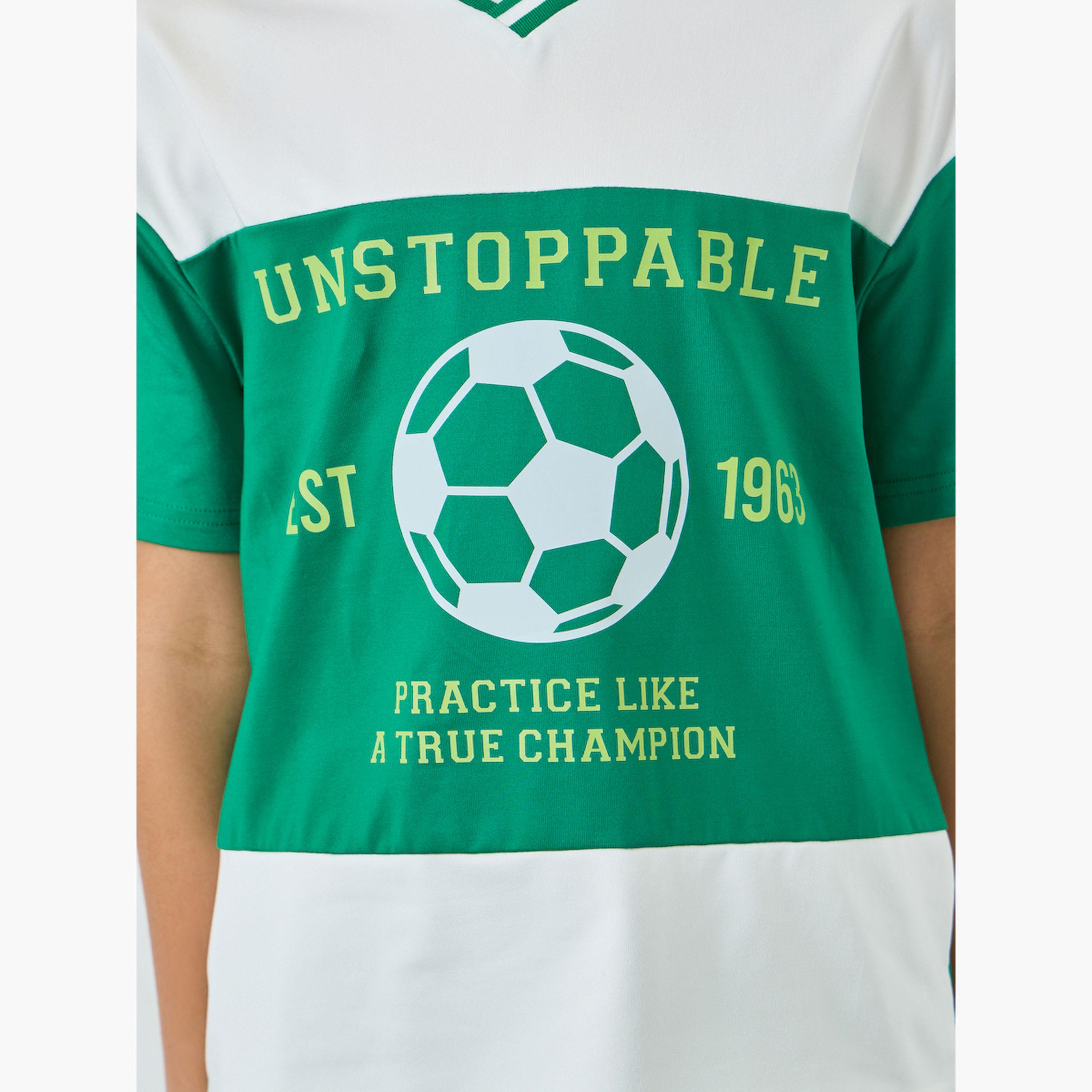 Styli Boys Green Football Graphic T-Shirt and Shorts Set-boys-clothing-setsandcoords-image-5