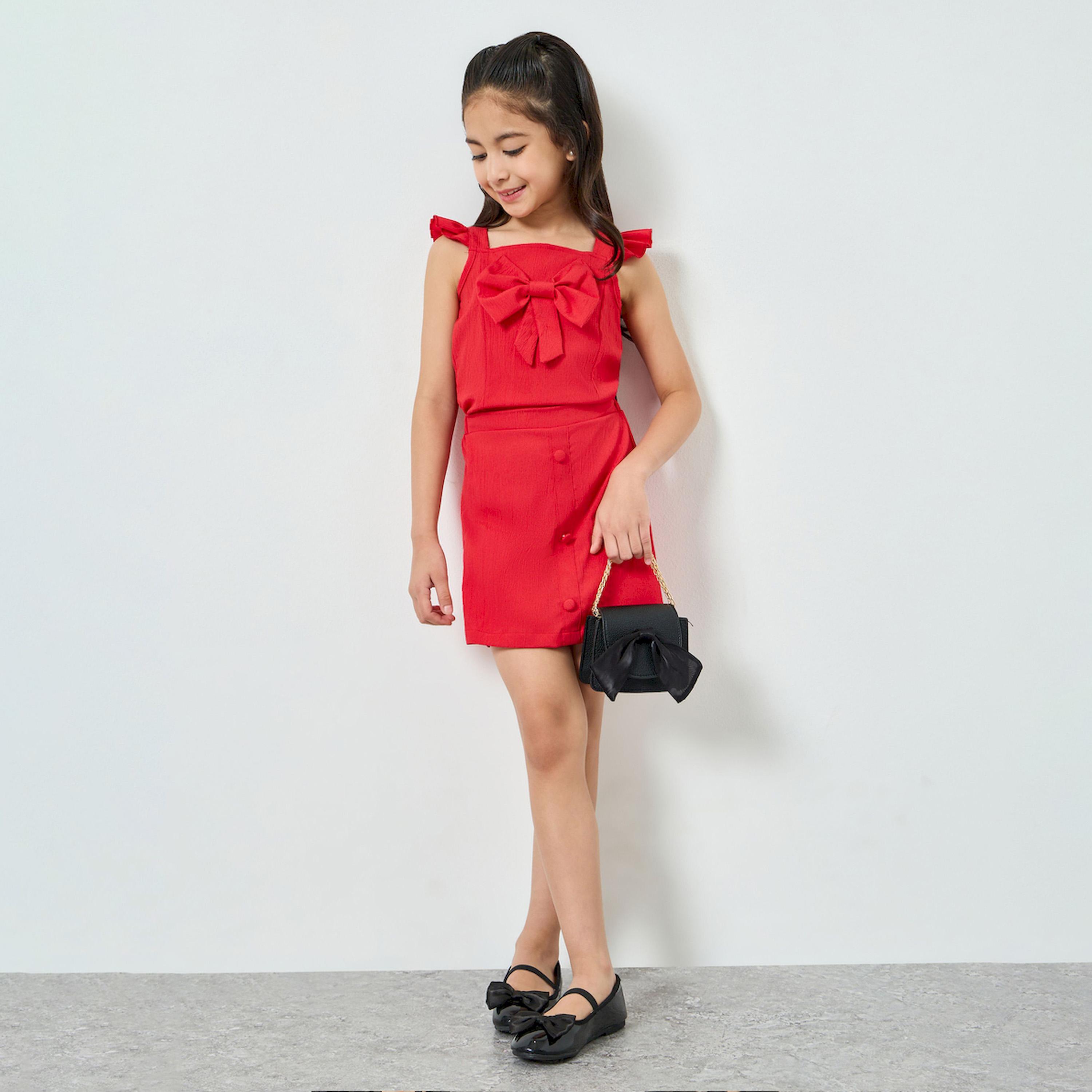 طقم من بلوزة بتفاصيل فيونكة وتنورة-girls-clothing-setsandcoords-image-1