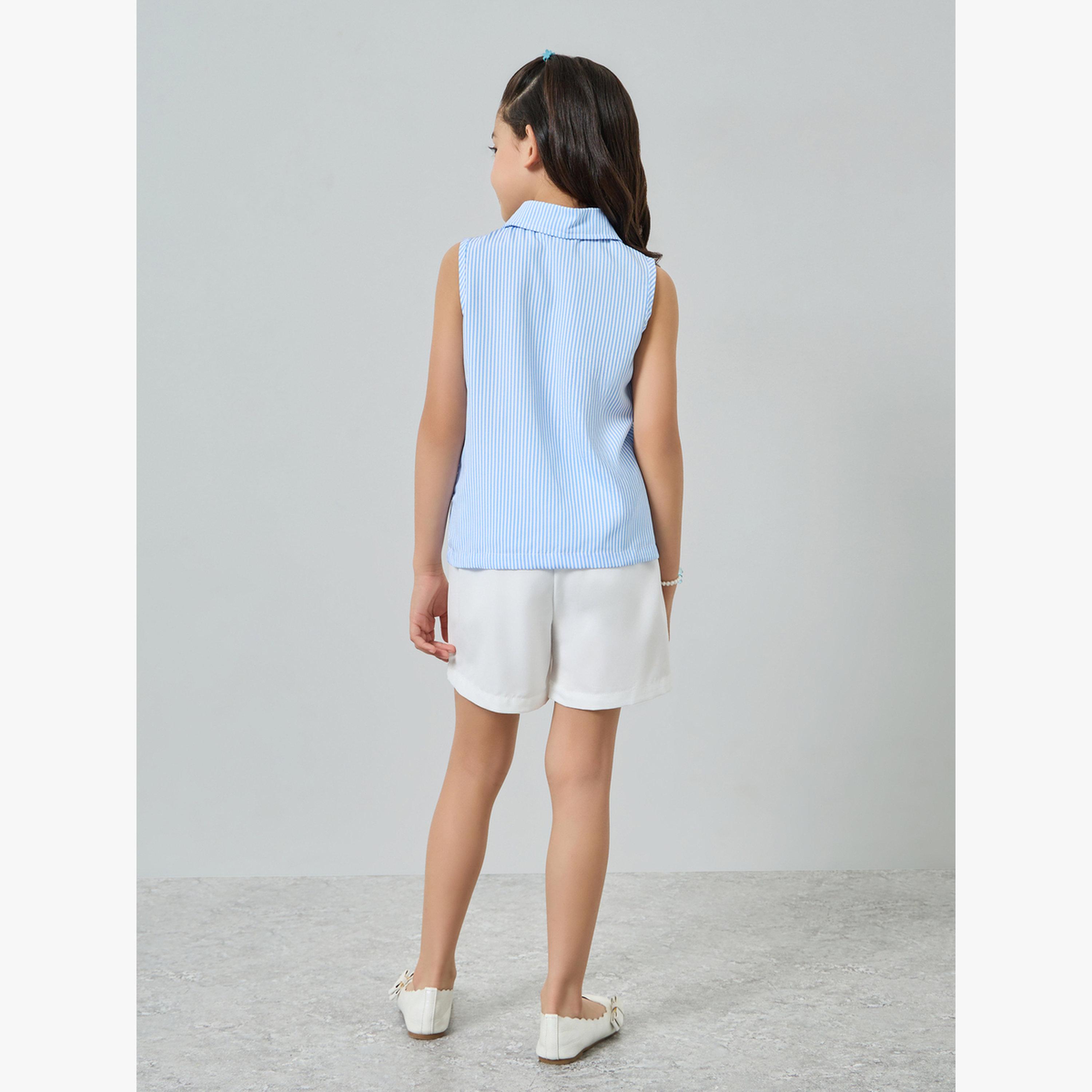 مجموعة من تنورة شورت وبلوزة مخططة-girls-clothing-setsandcoords-image-3