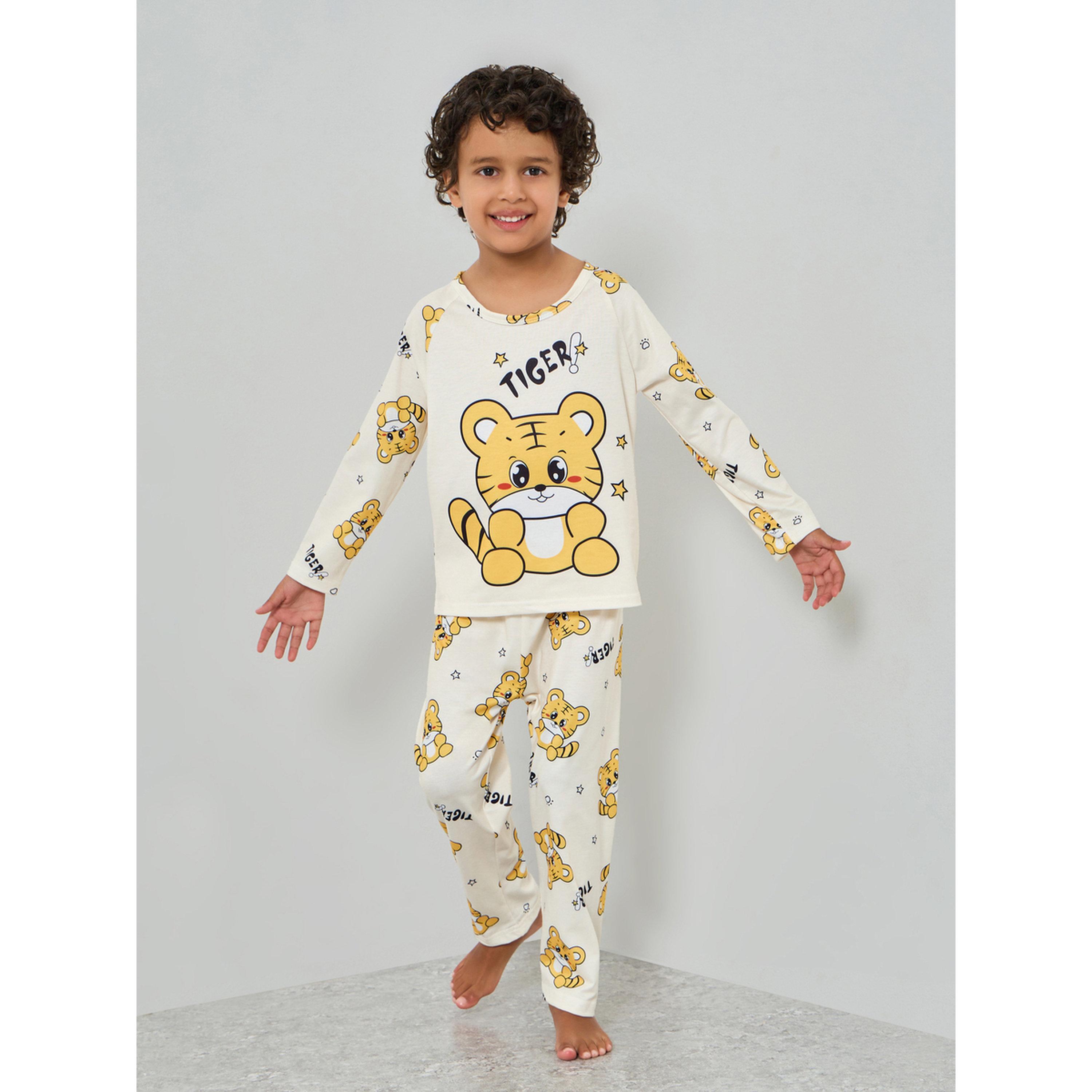 Styli Boys Tiger Print T-Shirt and Pyjama Set-boys-clothing-nightwear-image-1