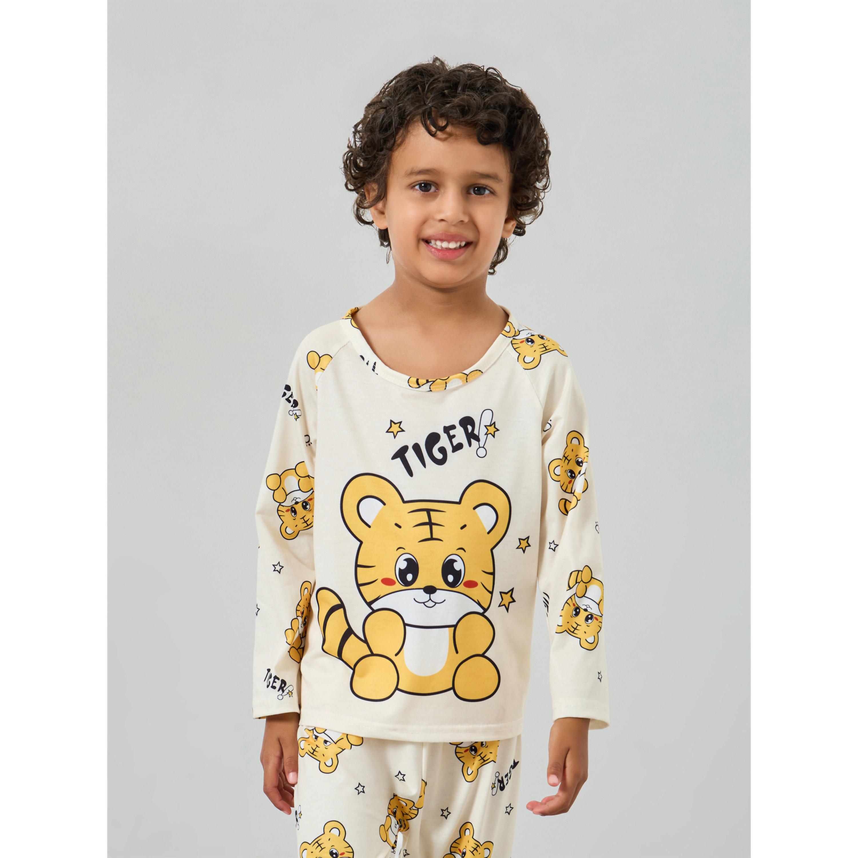 Styli Boys Tiger Print T-Shirt and Pyjama Set-boys-clothing-nightwear-image-2