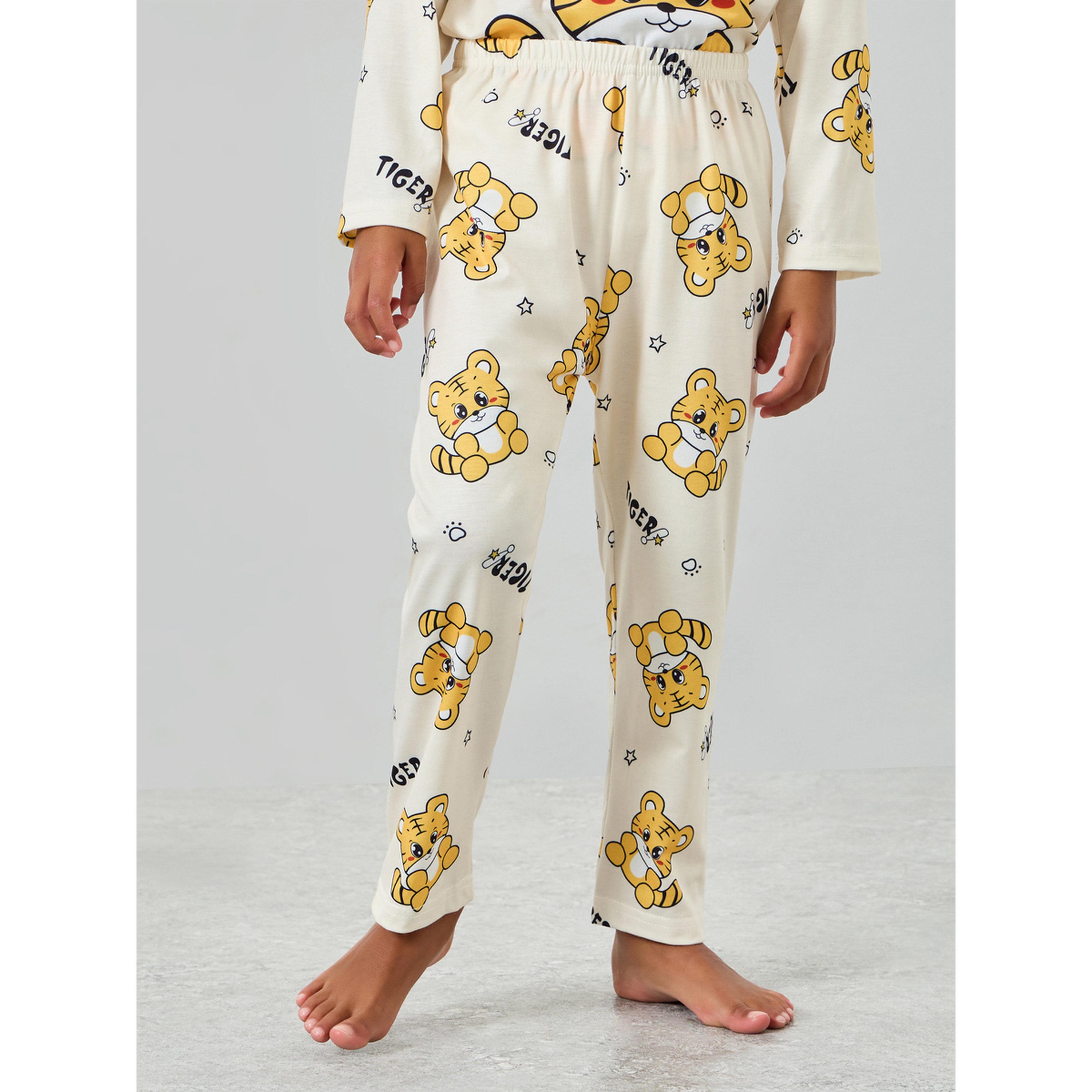 طقم بيجاما من بنطال وتيشيرت بطبعة نمر-boys-clothing-nightwear-image-4