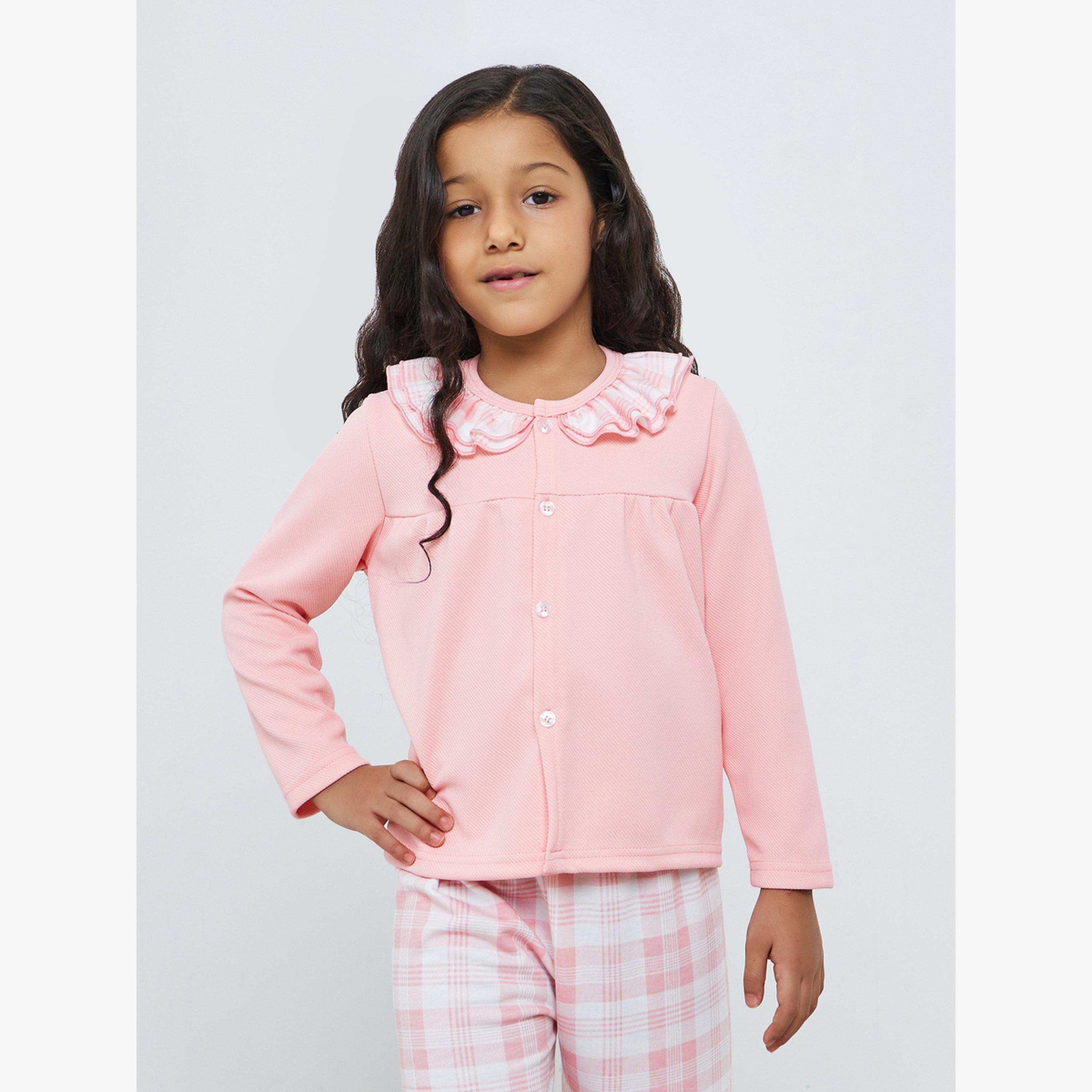 مجموعة من بيجاما وبلوزة بأكمام طويلة كاروهات-girls-clothing-nightwear-image-2