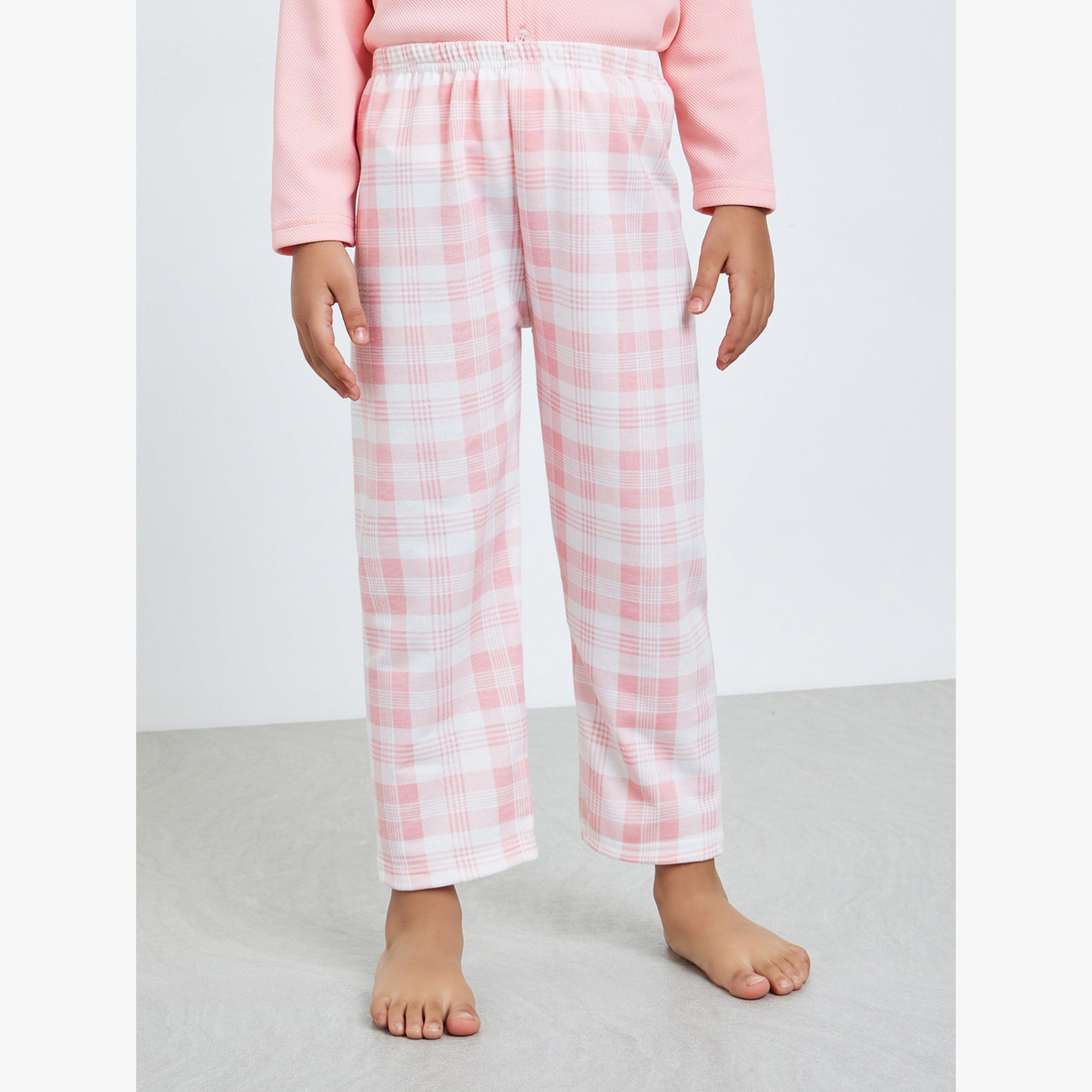 مجموعة من بيجاما وبلوزة بأكمام طويلة كاروهات-girls-clothing-nightwear-image-4