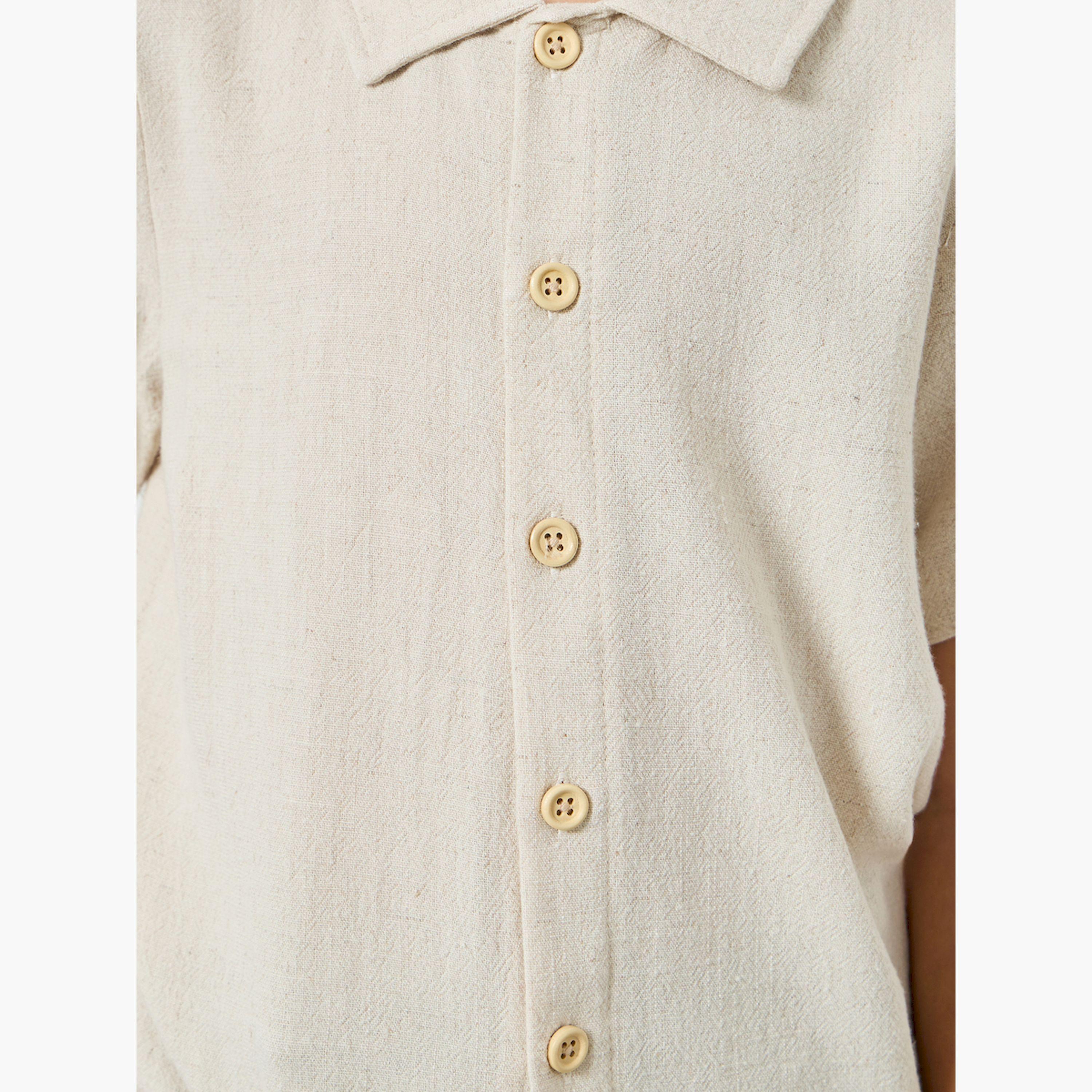 Styli Boys Beige Collared Short Sleeve Shirt-boys-clothing-shirts-image-5