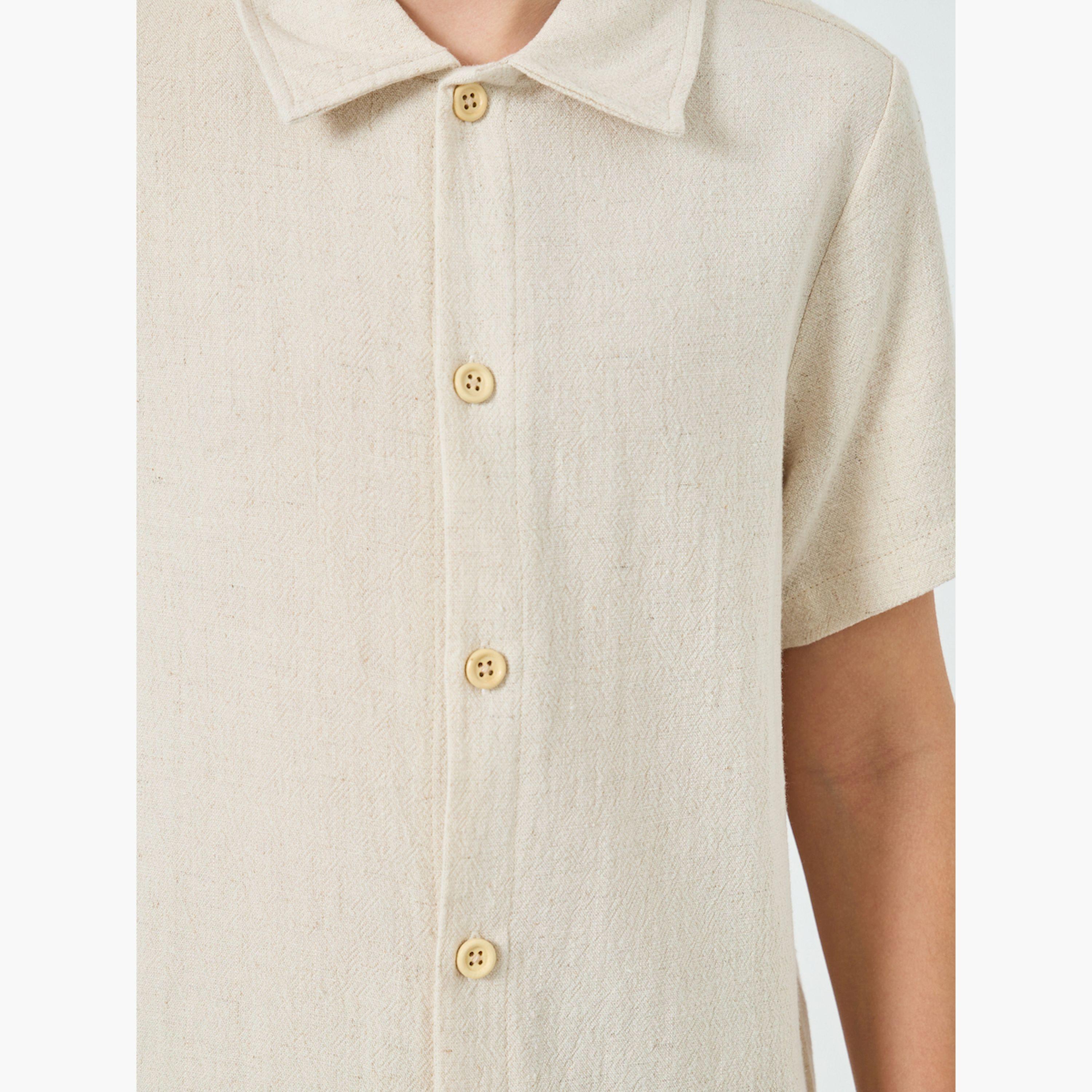 Styli Boys Beige Collared Short Sleeve Shirt-boys-clothing-shirts-image-4