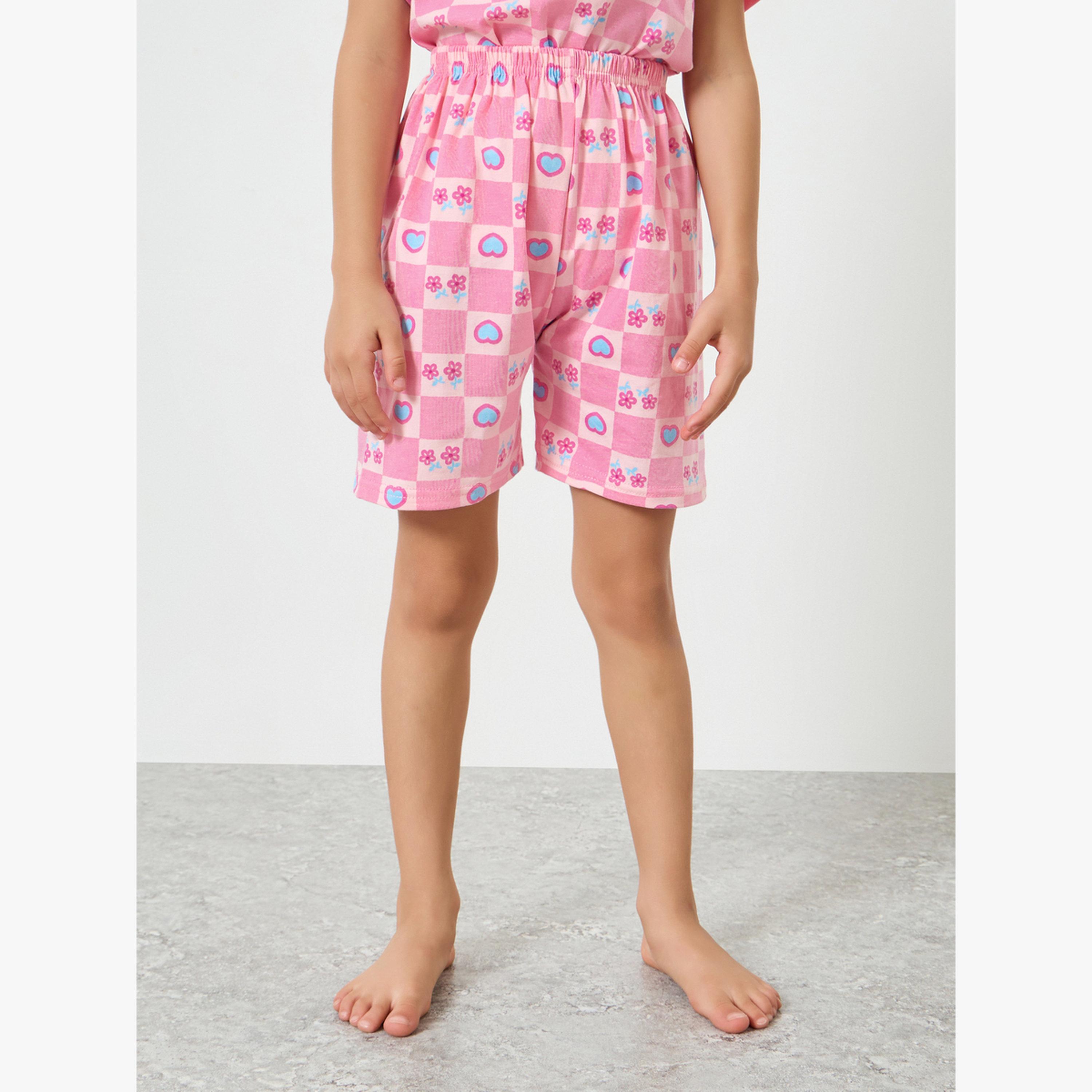 مجموعة من بيجاما شورت وتيشيرت مطبوع-girls-clothing-nightwear-image-4