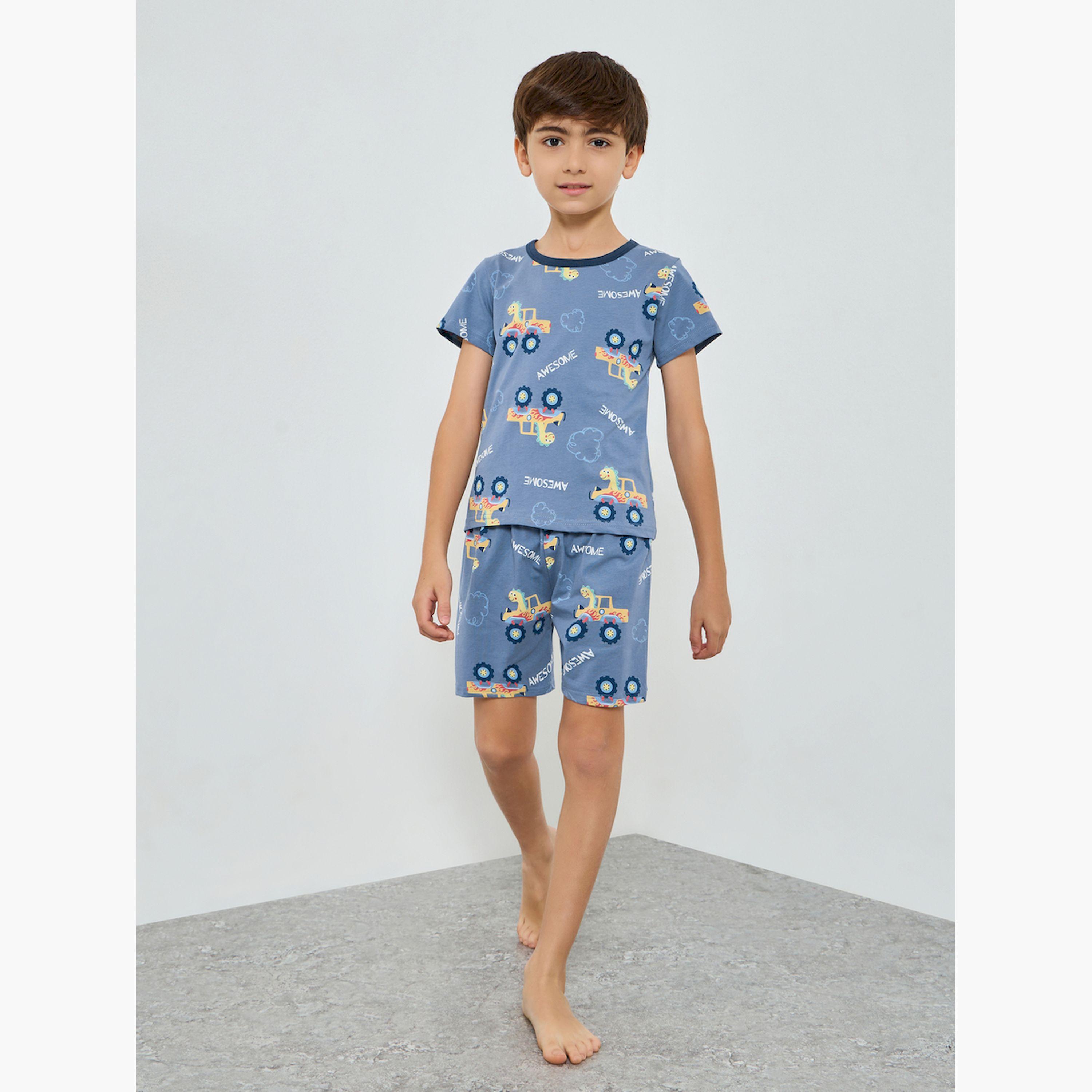 Styli Boys Printed T-Shirt and Shorts Pyjama Set-boys-clothing-nightwear-image-2