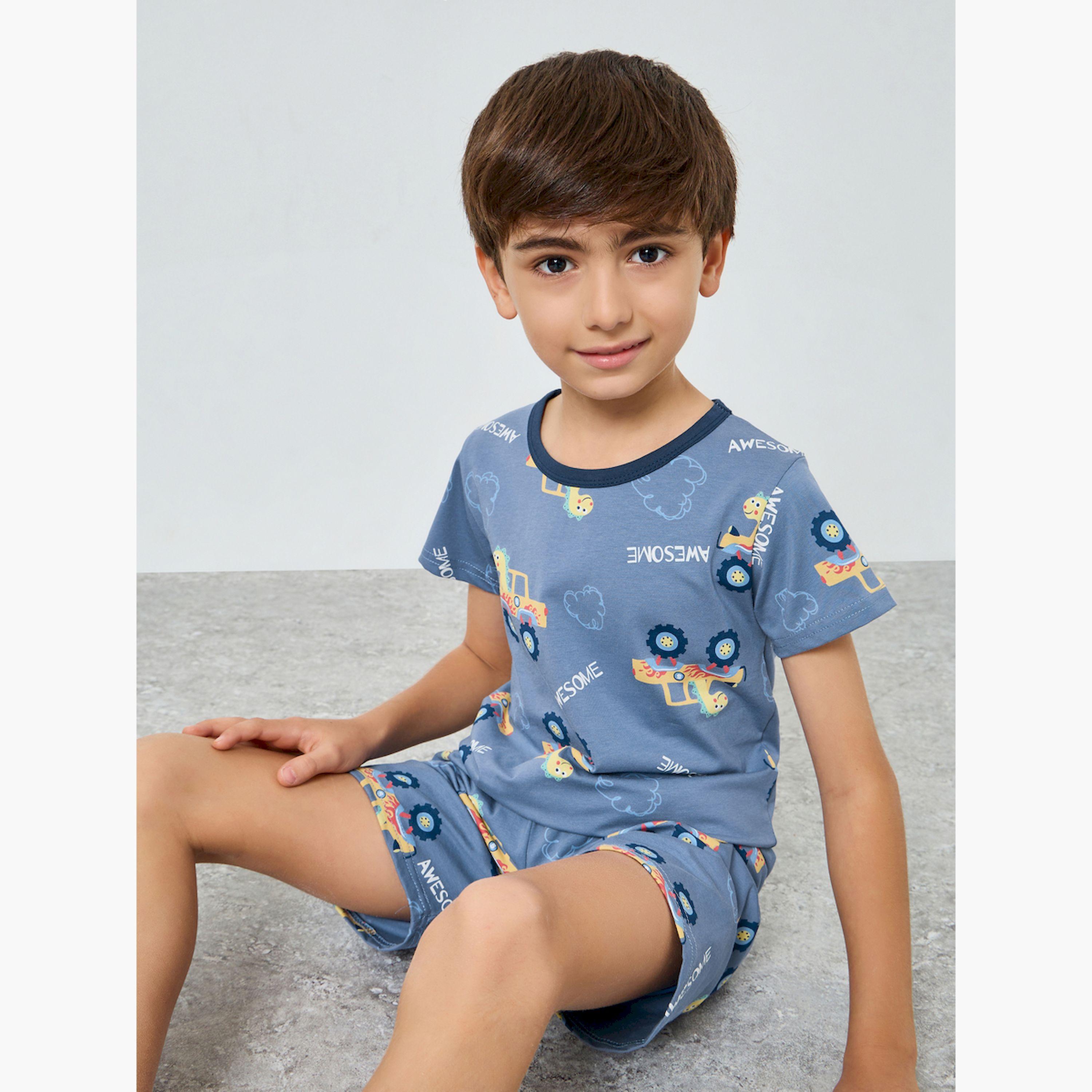 Styli Boys Printed T-Shirt and Shorts Pyjama Set-boys-clothing-nightwear-image-3