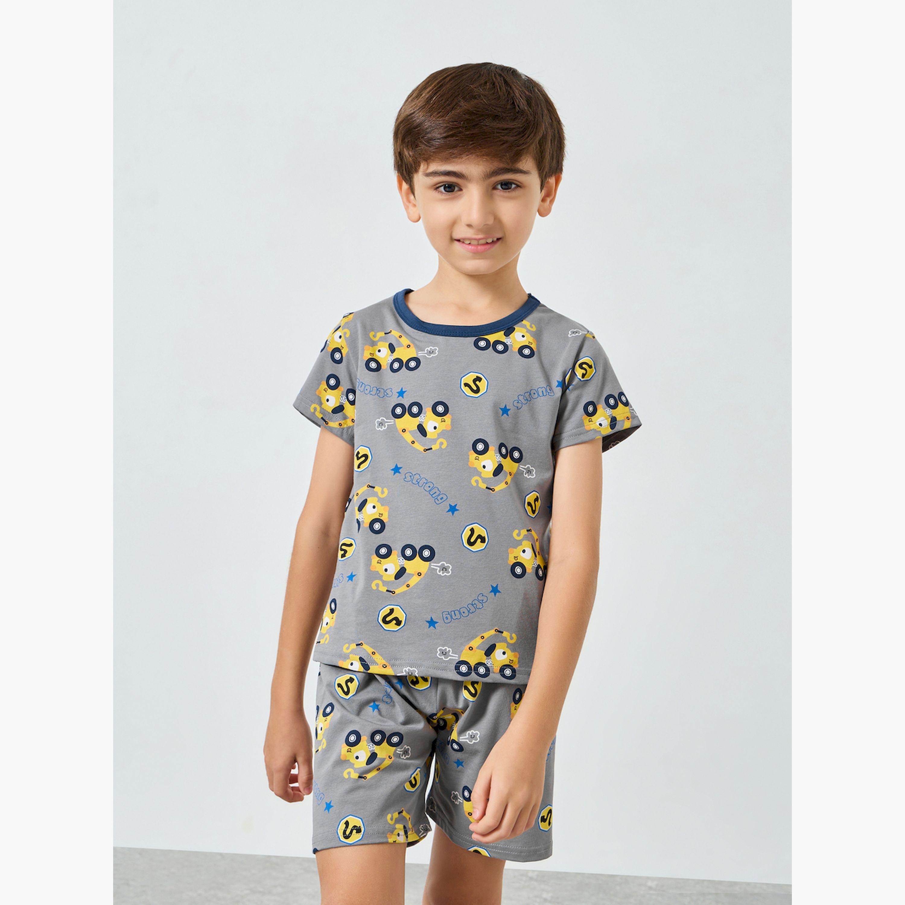 Styli Boys Printed T-Shirt and Shorts Pyjama Set-boys-clothing-nightwear-image-1