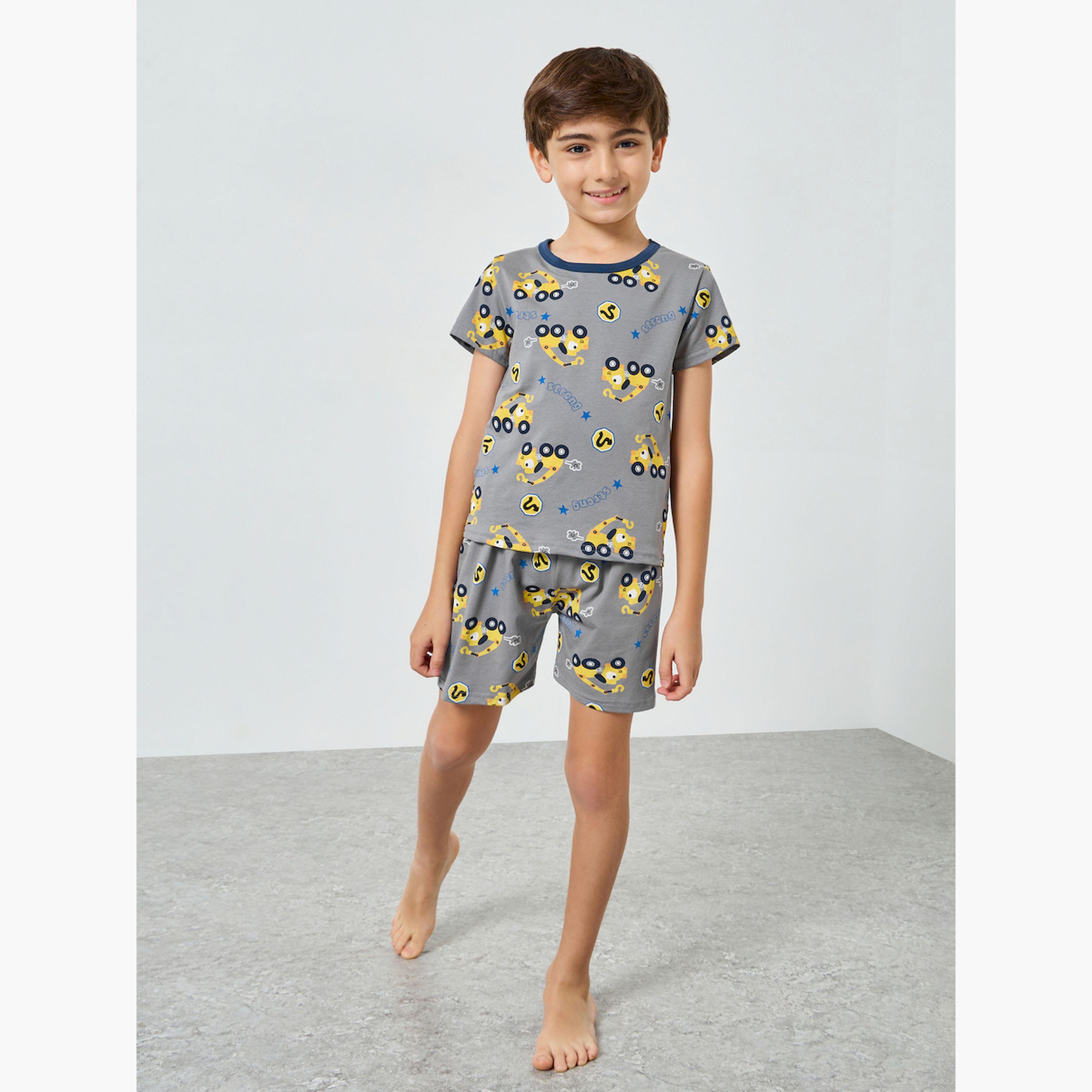 Styli Boys Printed T-Shirt and Shorts Pyjama Set-boys-clothing-nightwear-image-2