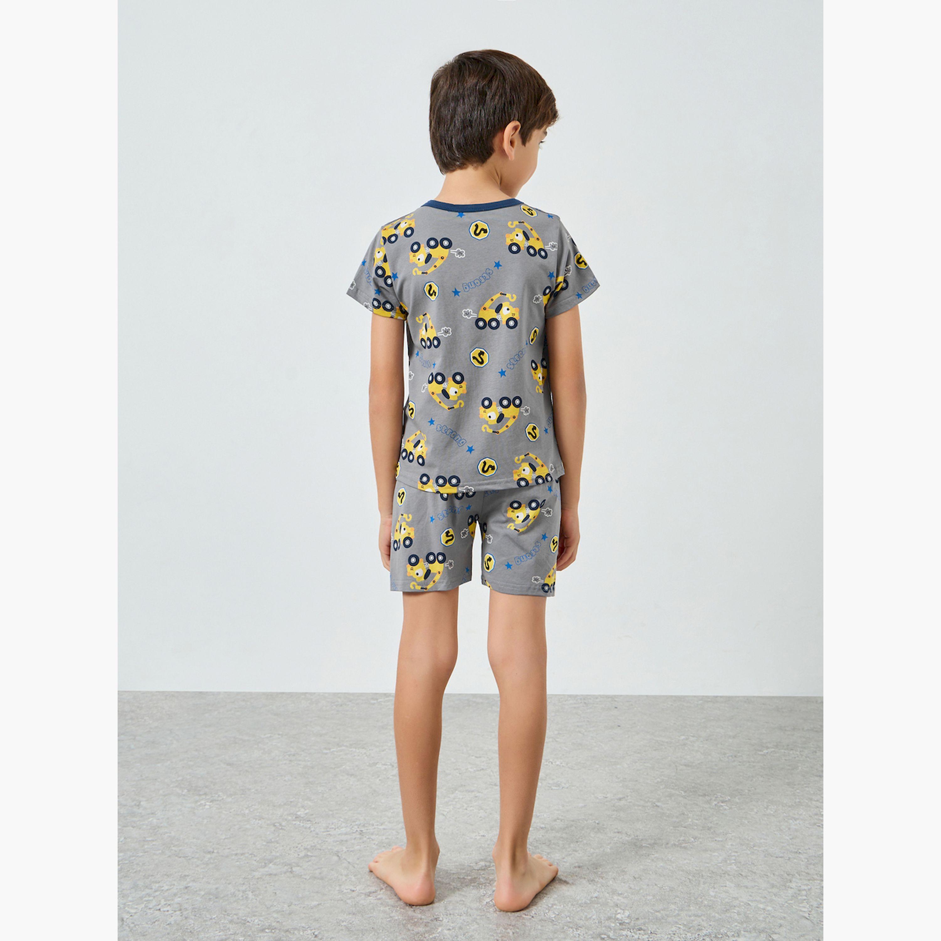 Styli Boys Printed T-Shirt and Shorts Pyjama Set-boys-clothing-nightwear-image-3