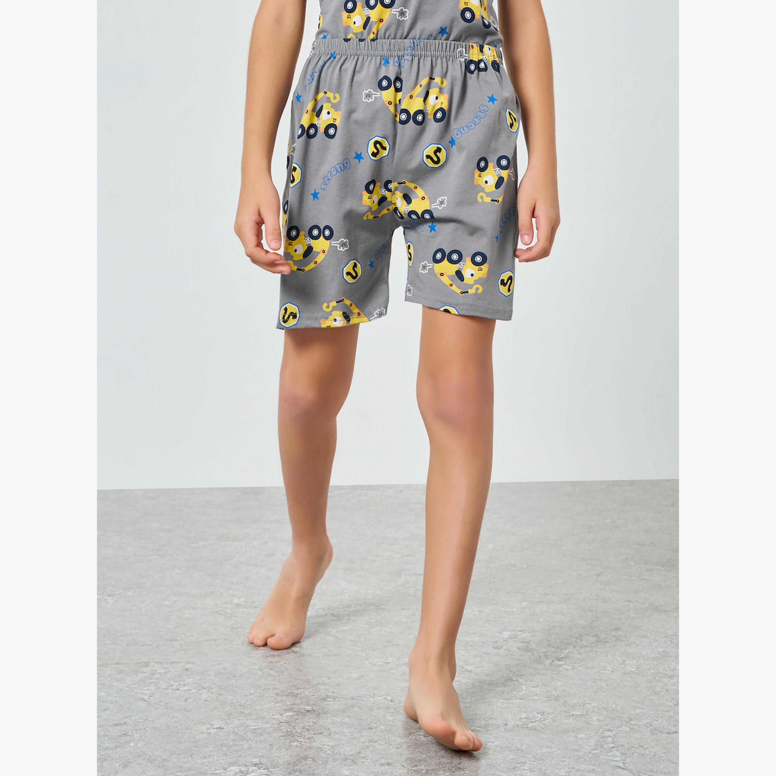 Styli Boys Printed T-Shirt and Shorts Pyjama Set-boys-clothing-nightwear-image-4