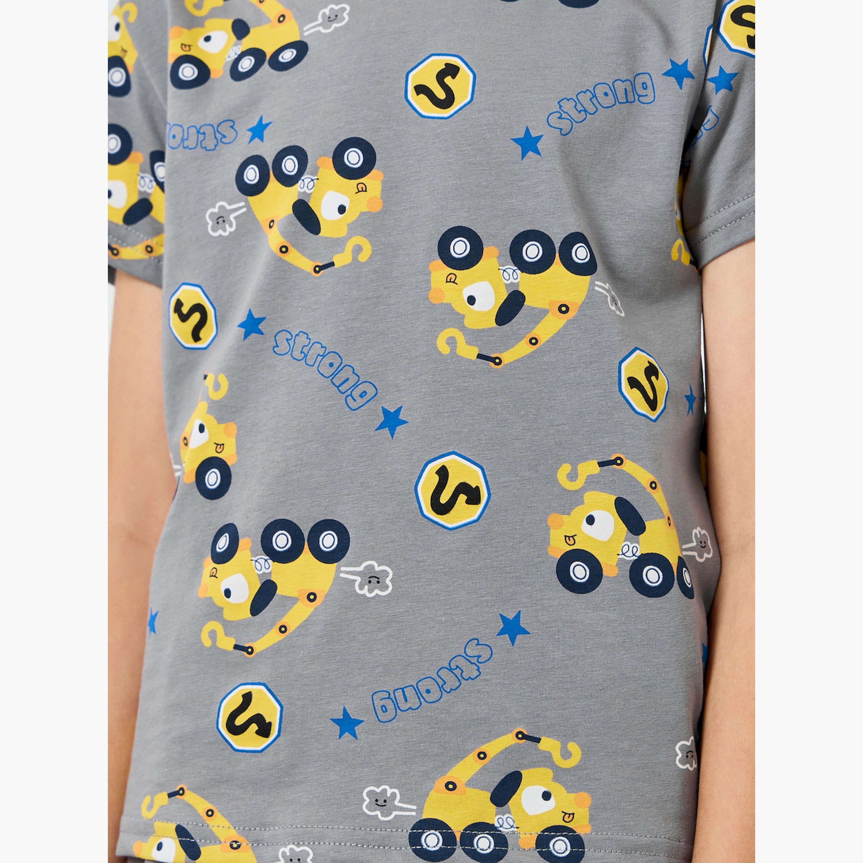 Styli Boys Printed T-Shirt and Shorts Pyjama Set-boys-clothing-nightwear-image-5