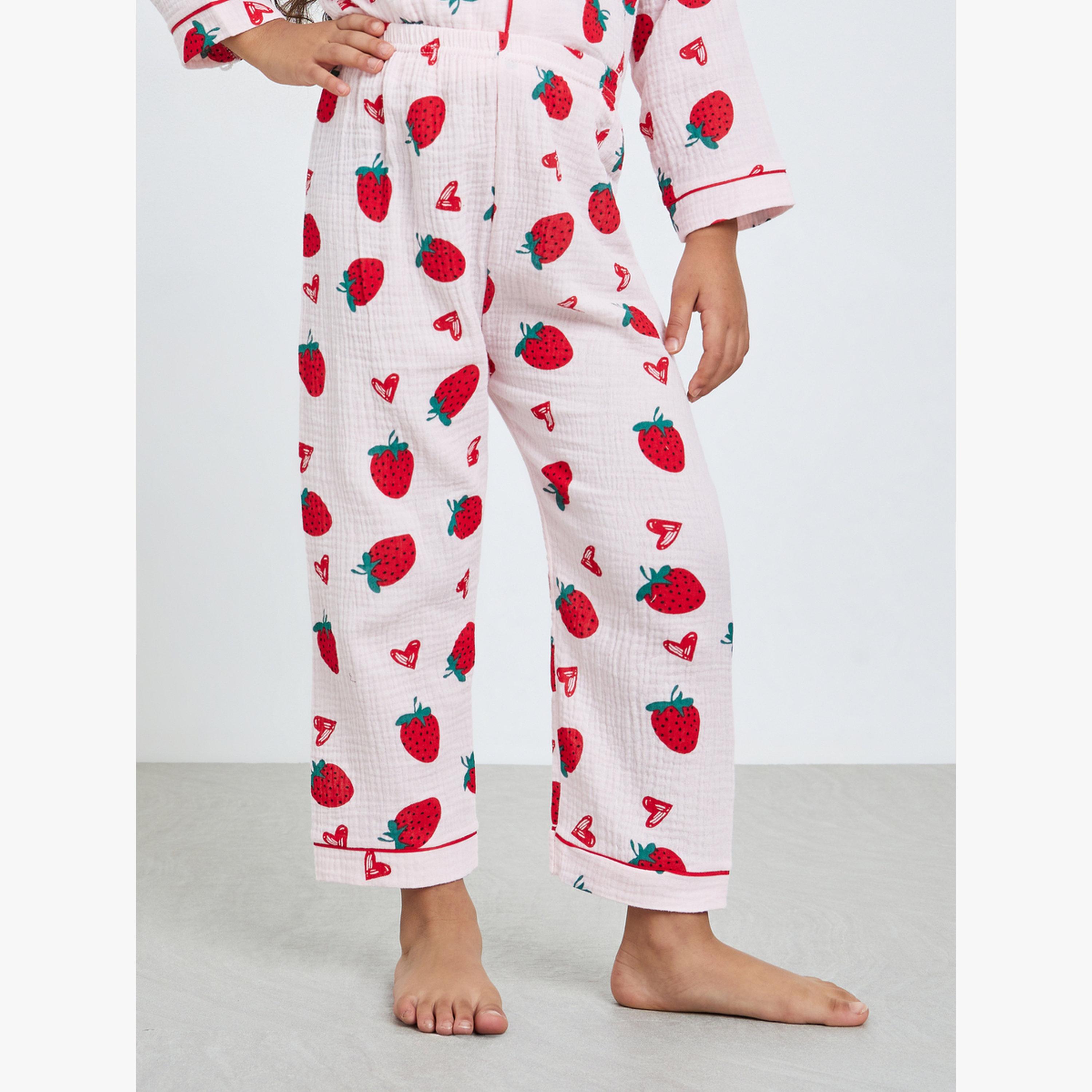 مجموعة من بيجاما وقميص بطبعة فراولة-girls-clothing-nightwear-image-5