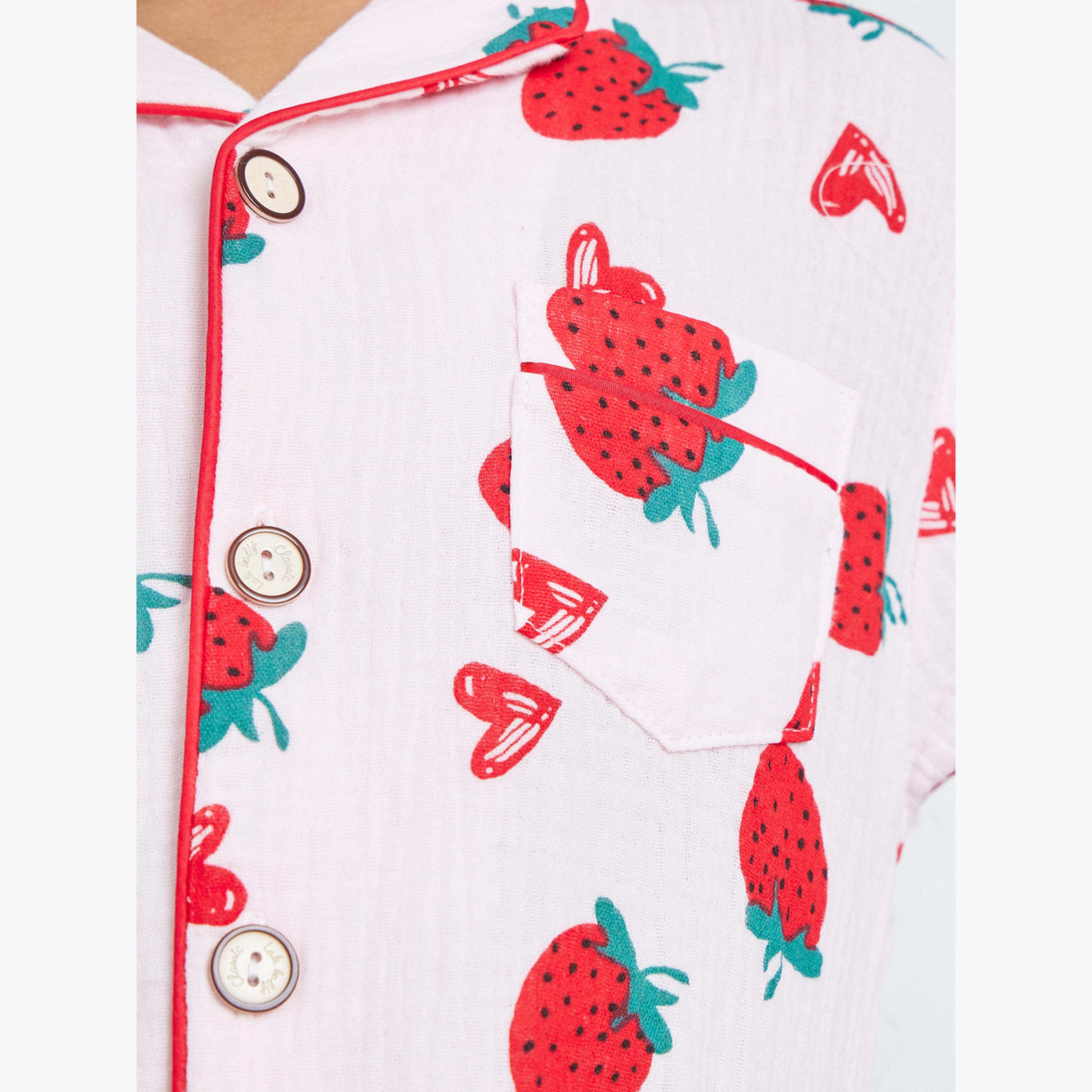 مجموعة من بيجاما وقميص بطبعة فراولة-girls-clothing-nightwear-image-6