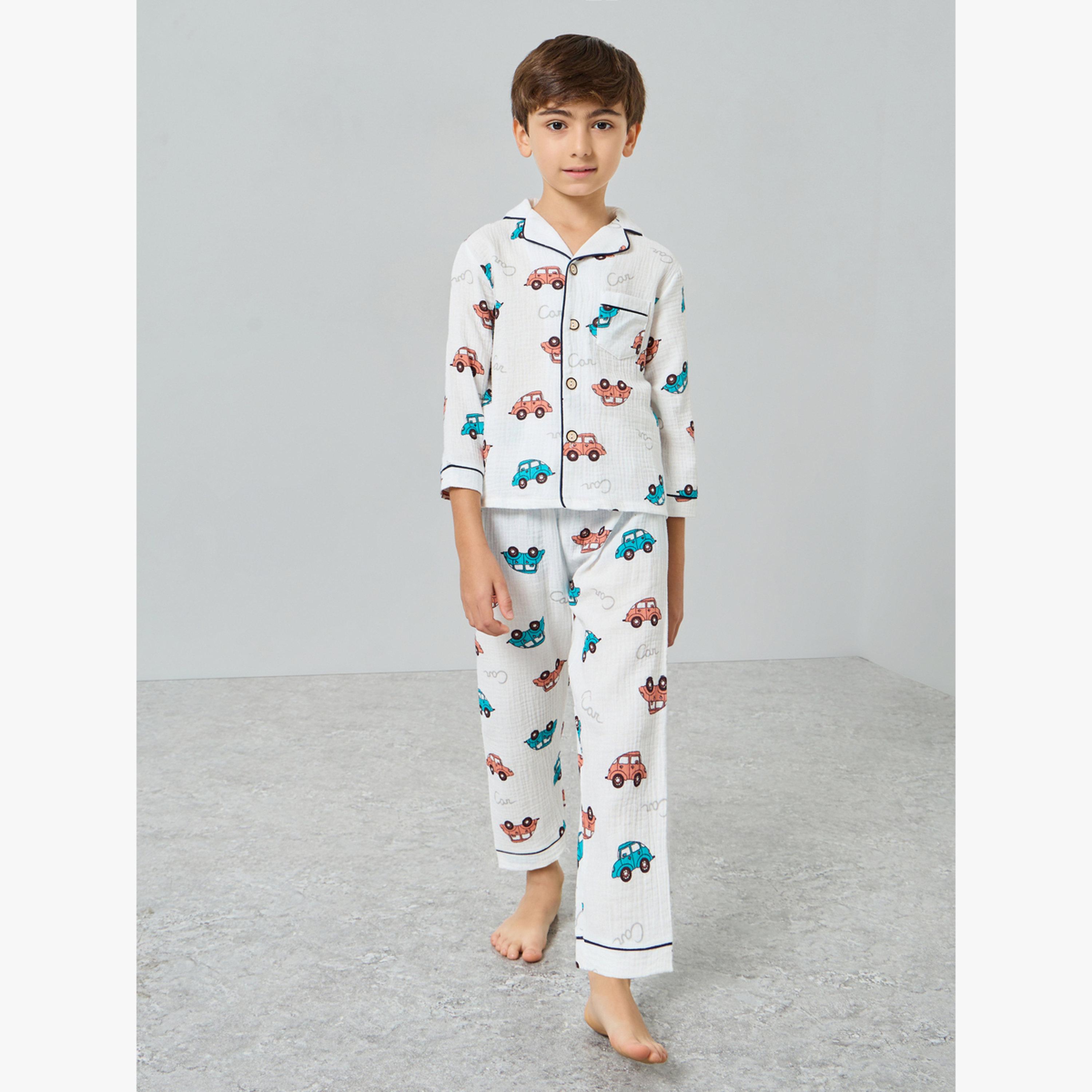 مجموعة من بيجاما وقميص قطن بطبعة سيارة-boys-clothing-nightwear-image-1