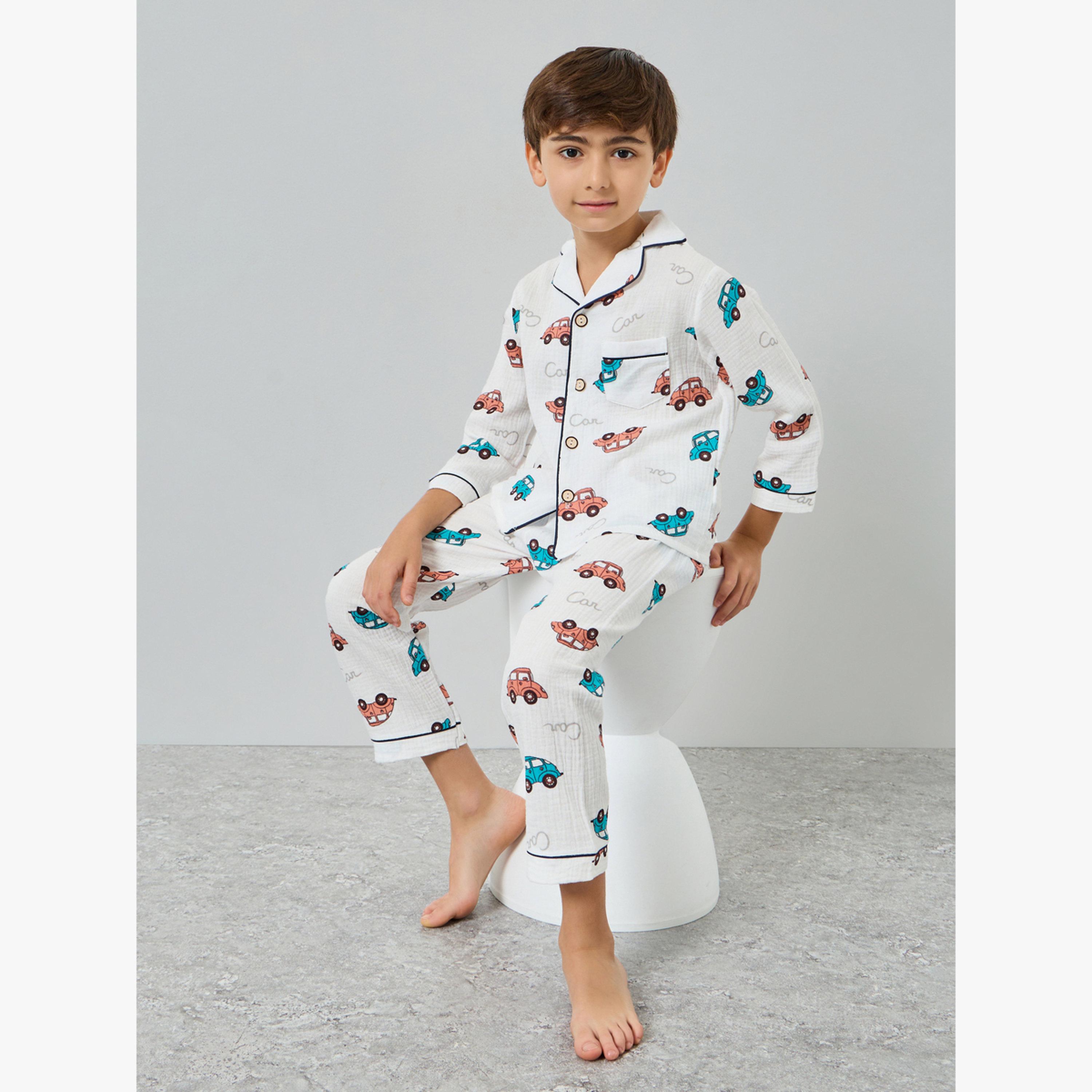 مجموعة من بيجاما وقميص قطن بطبعة سيارة-boys-clothing-nightwear-image-2