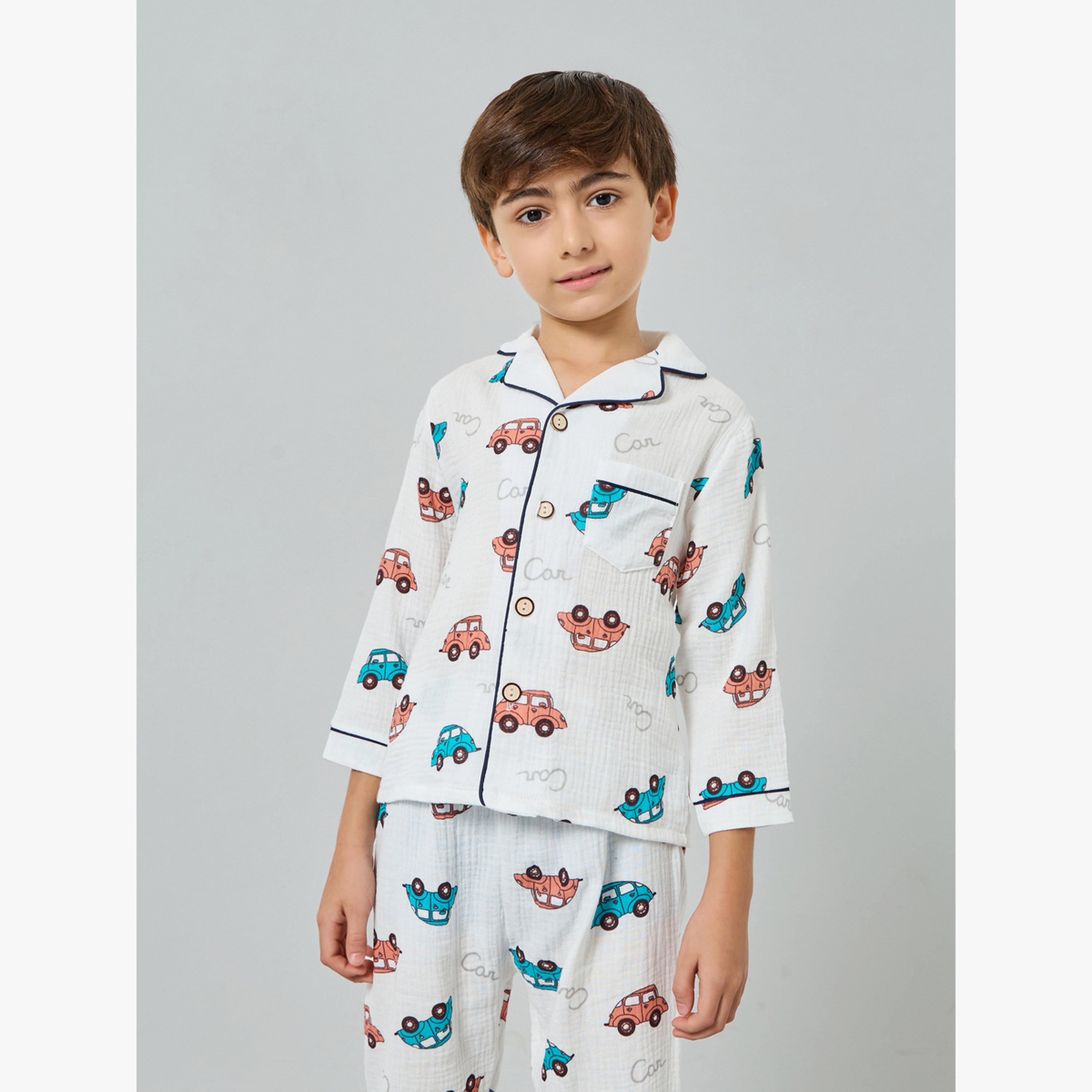 مجموعة من بيجاما وقميص قطن بطبعة سيارة-boys-clothing-nightwear-image-3