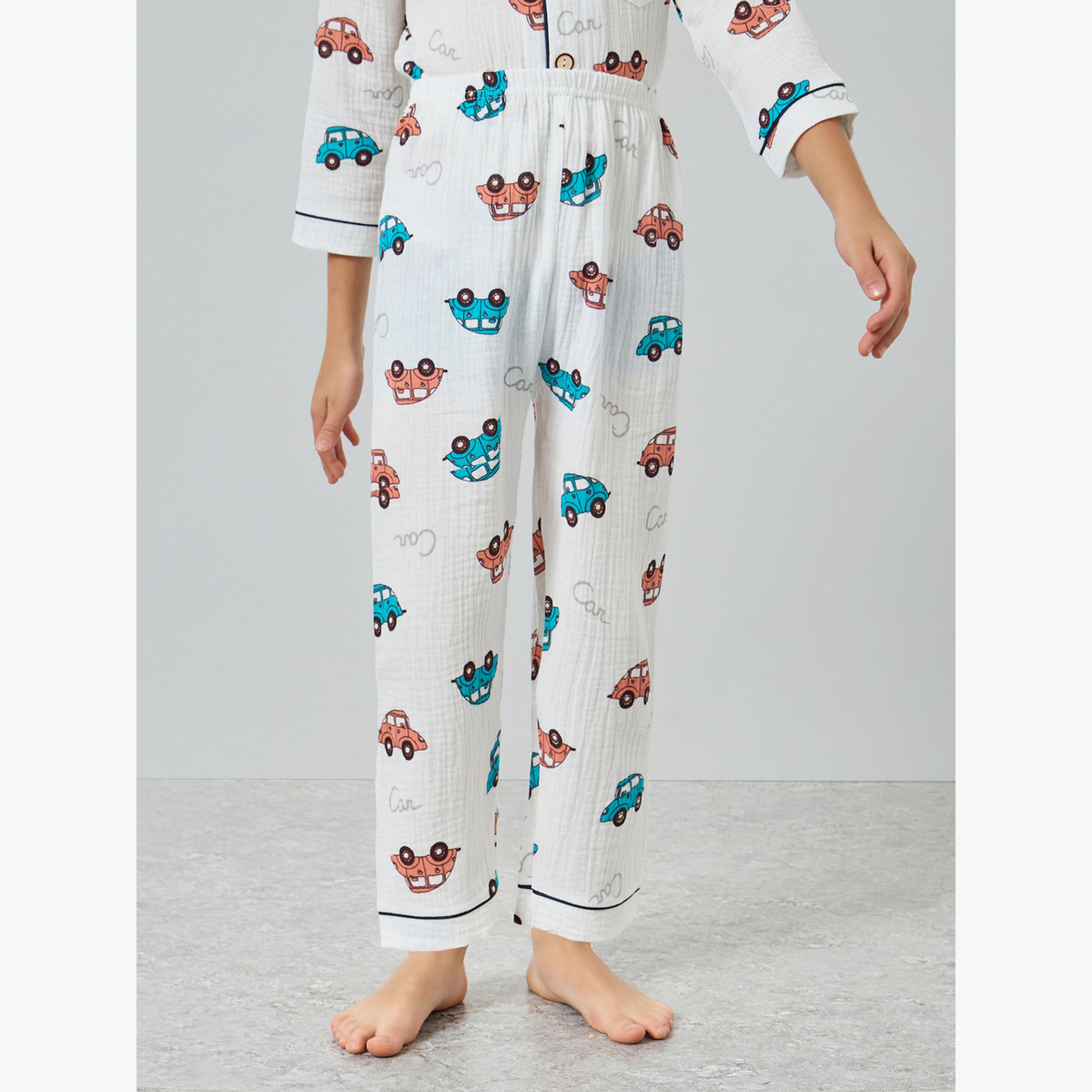 Styli Boys Cotton Car Print Shirt and Pyjama Set-boys-clothing-nightwear-image-5