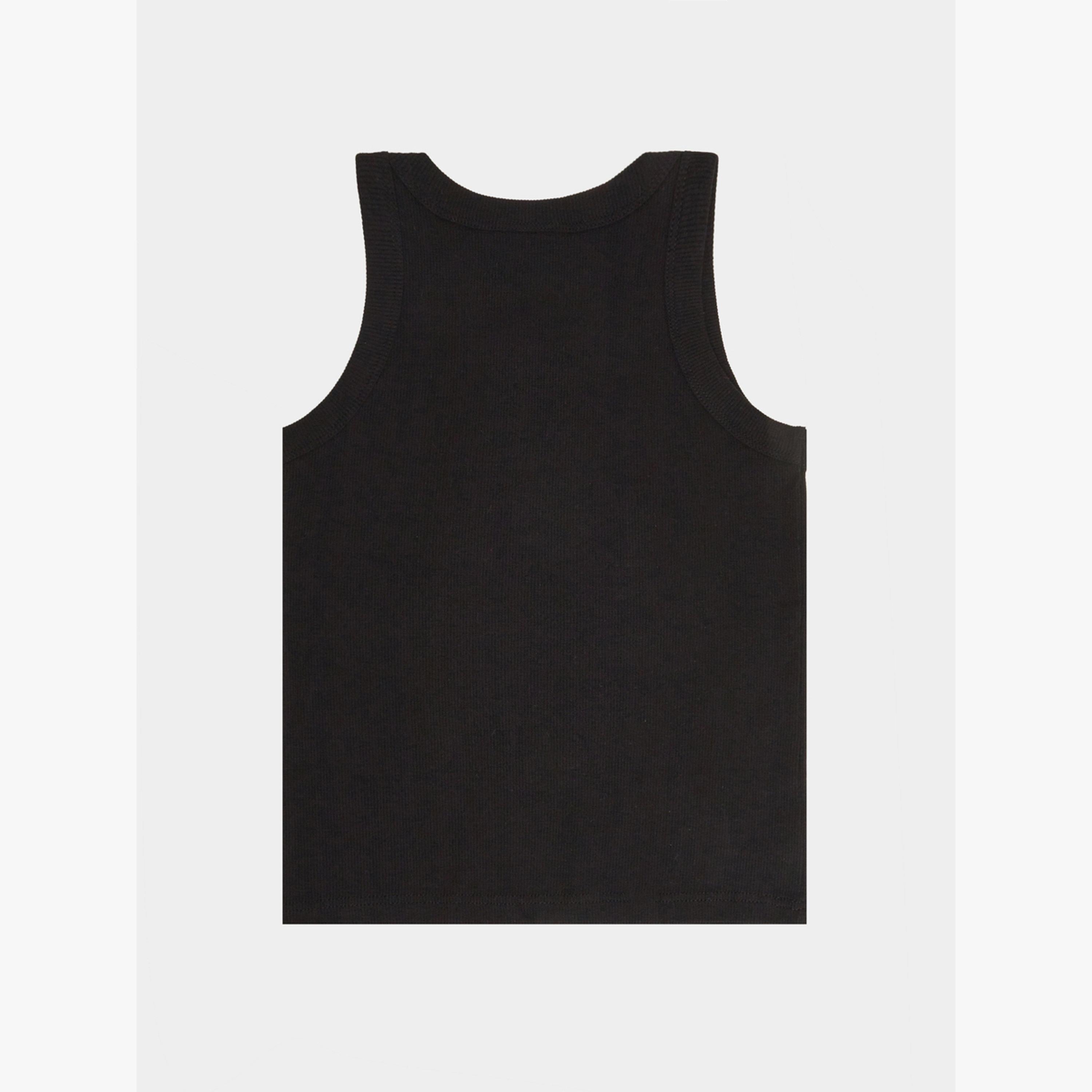 Styli Girls Black Cotton Ribbed Vest-girls-clothing-innerwear-image-2