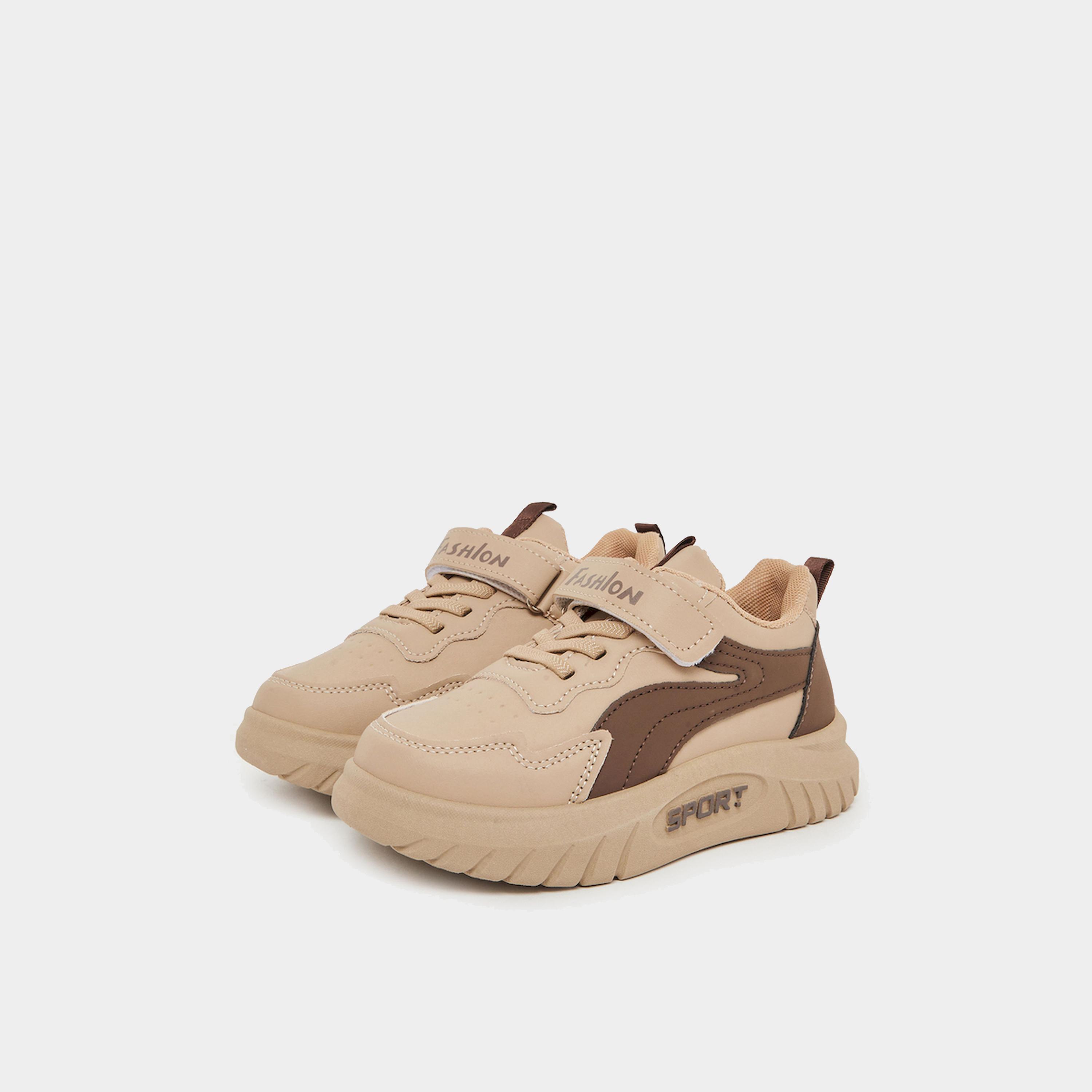 Styli Kids Brown Hook and Loop Sneakers-boys-shoes-sneakers-image-1