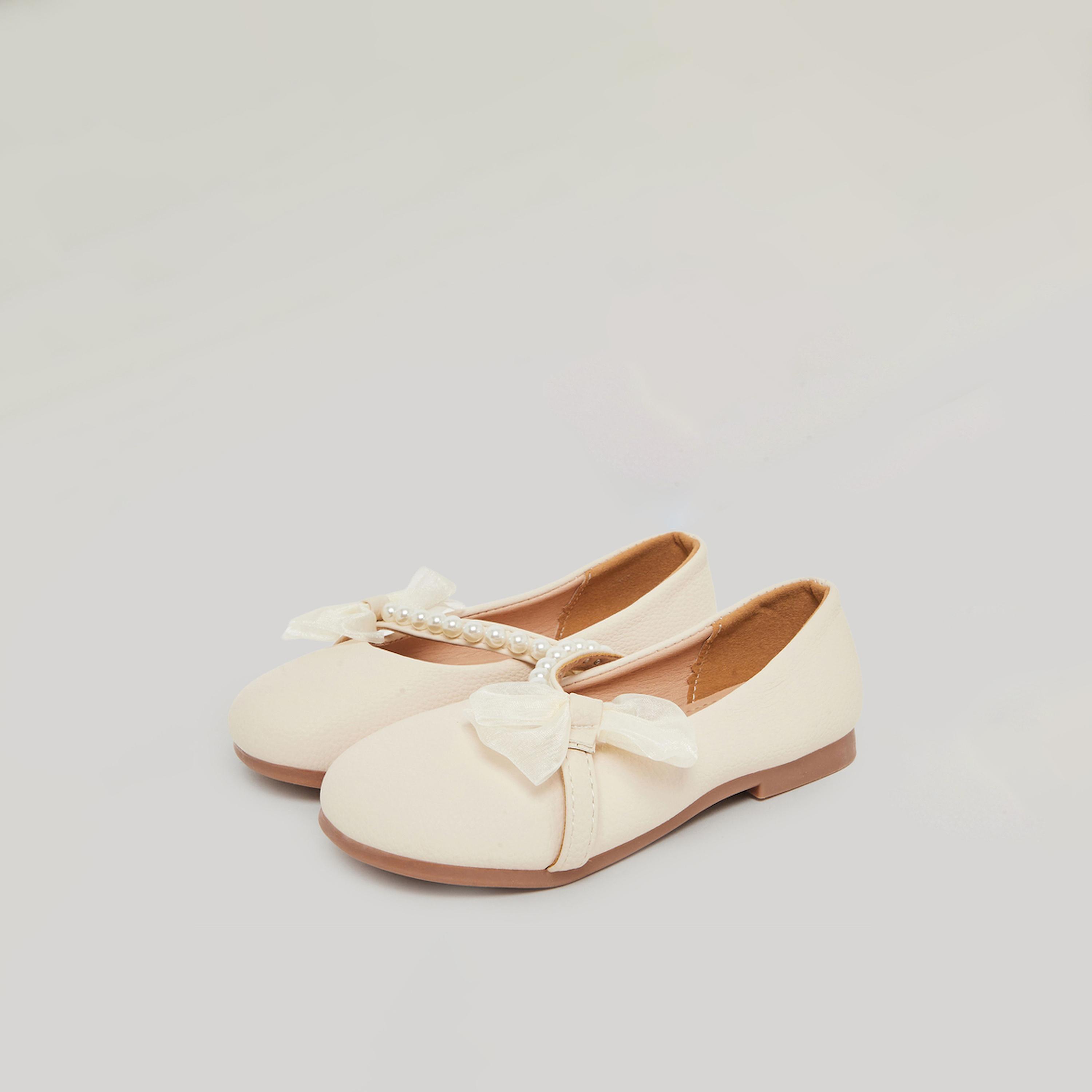 Styli Girls Beige Embellished Ballerinas-girls-shoes-ballerinas-image-1