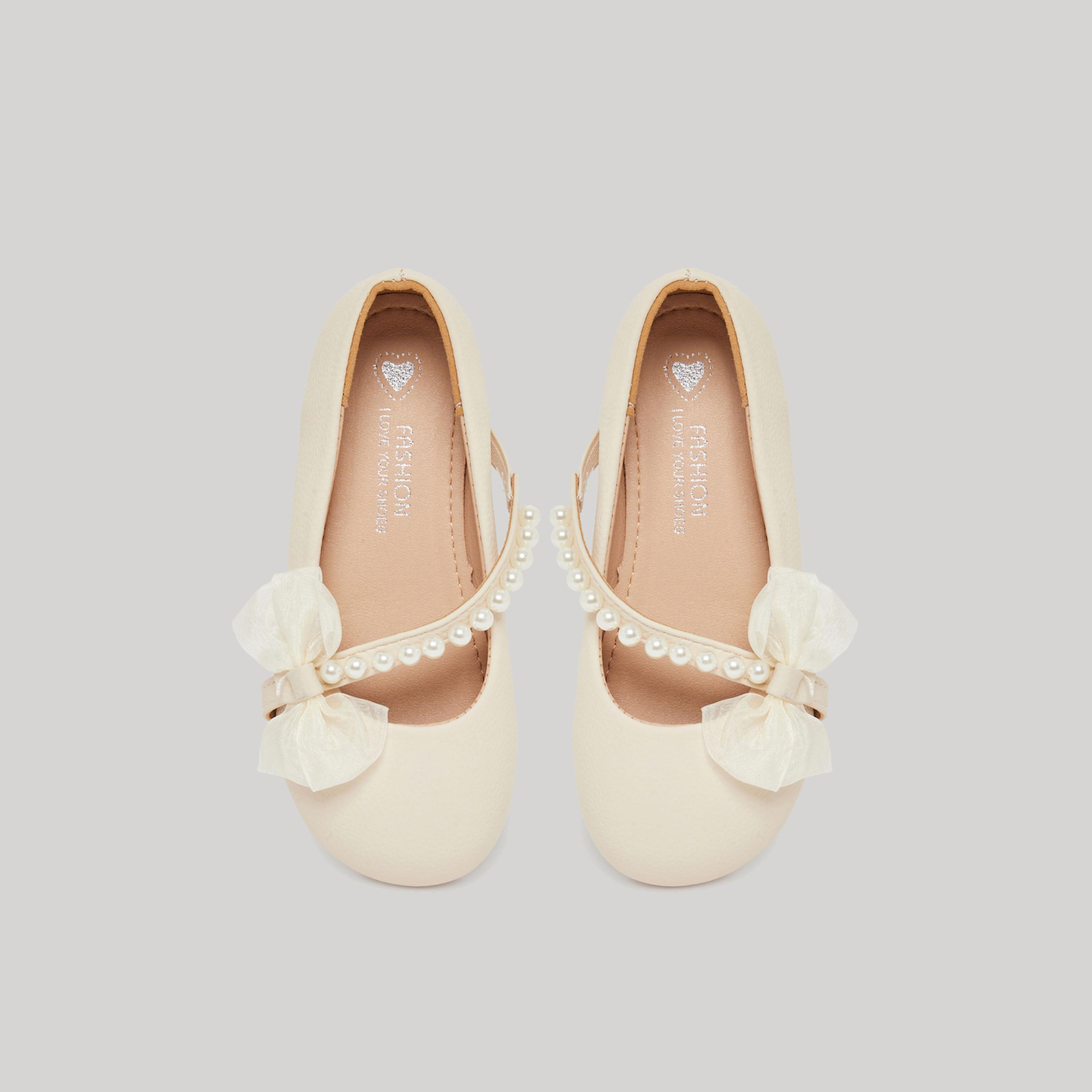 Styli Girls Beige Embellished Ballerinas-girls-shoes-ballerinas-image-5