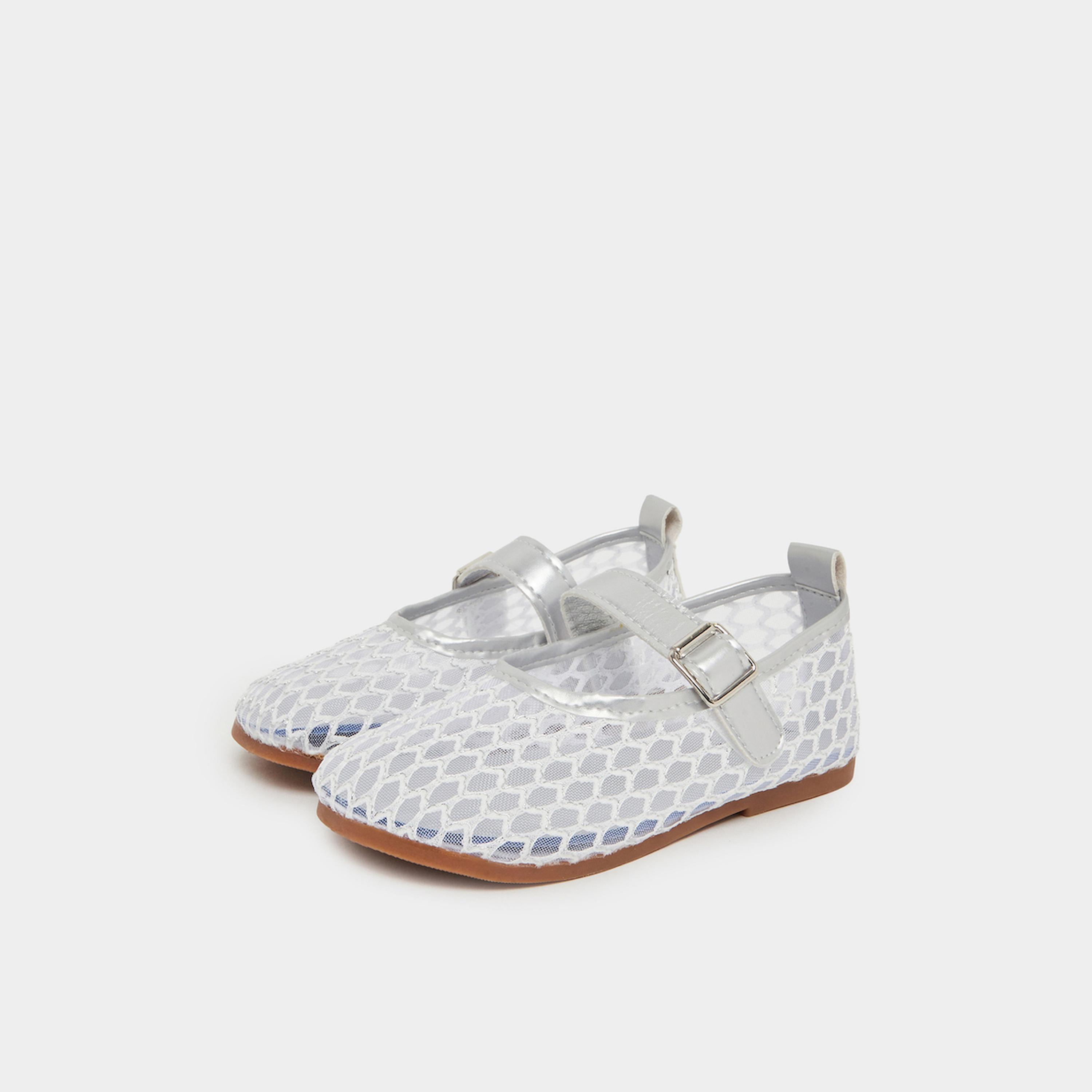 Styli Girls Silver Mesh Ballerinas-girls-shoes-ballerinas-image-1