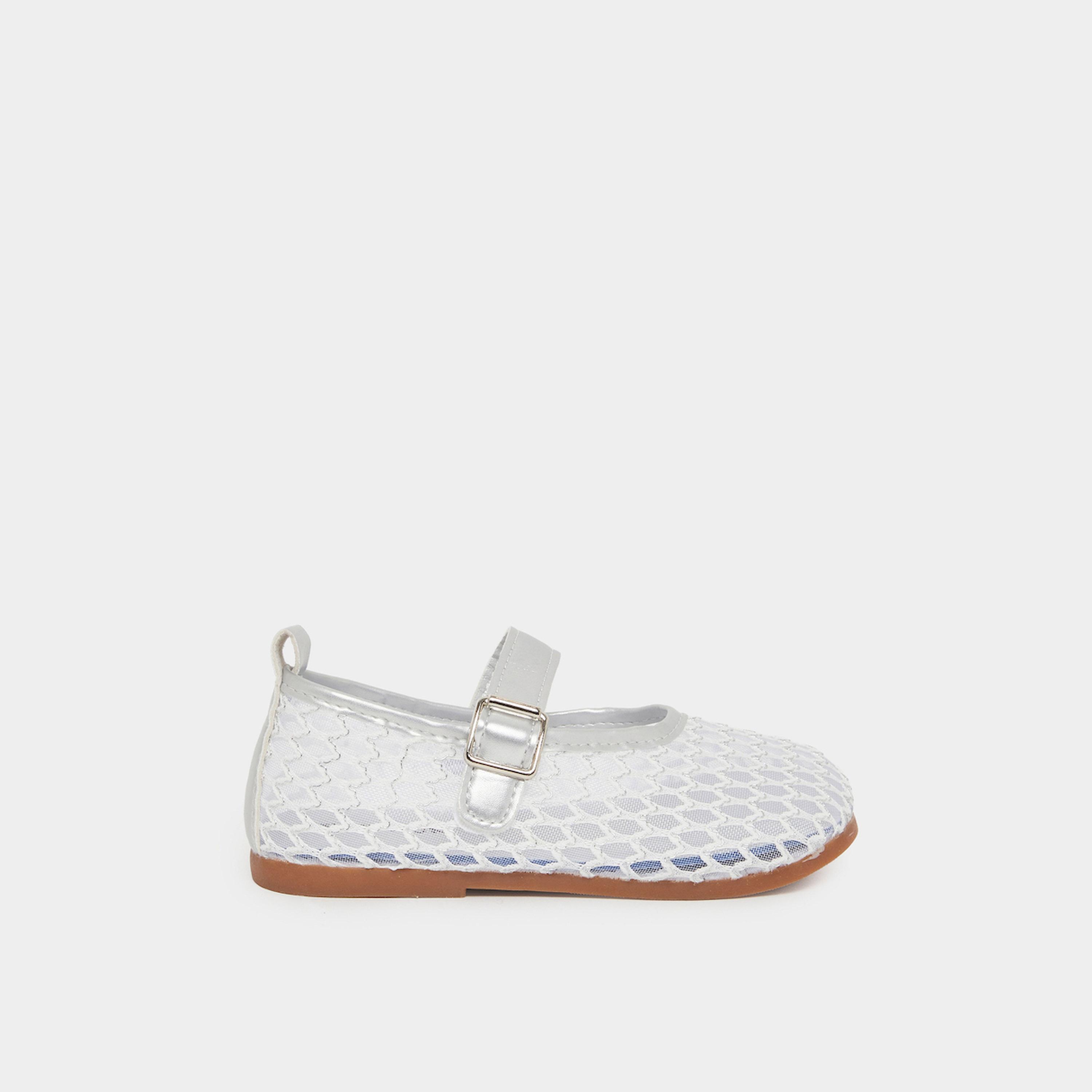 Styli Girls Silver Mesh Ballerinas-girls-shoes-ballerinas-image-2