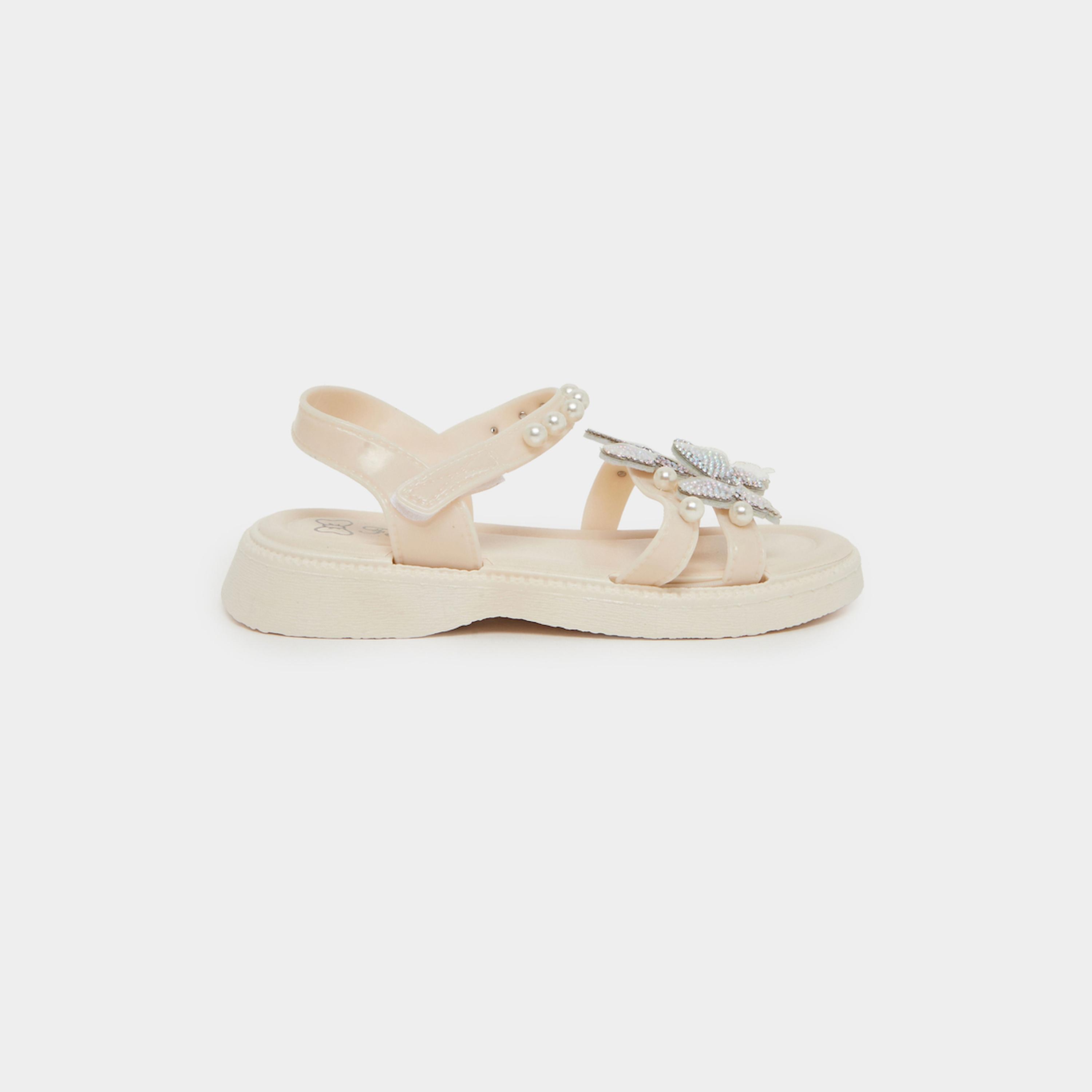 Styli Girls Cream Embellished Sandals-girls-shoes-sandals-image-2