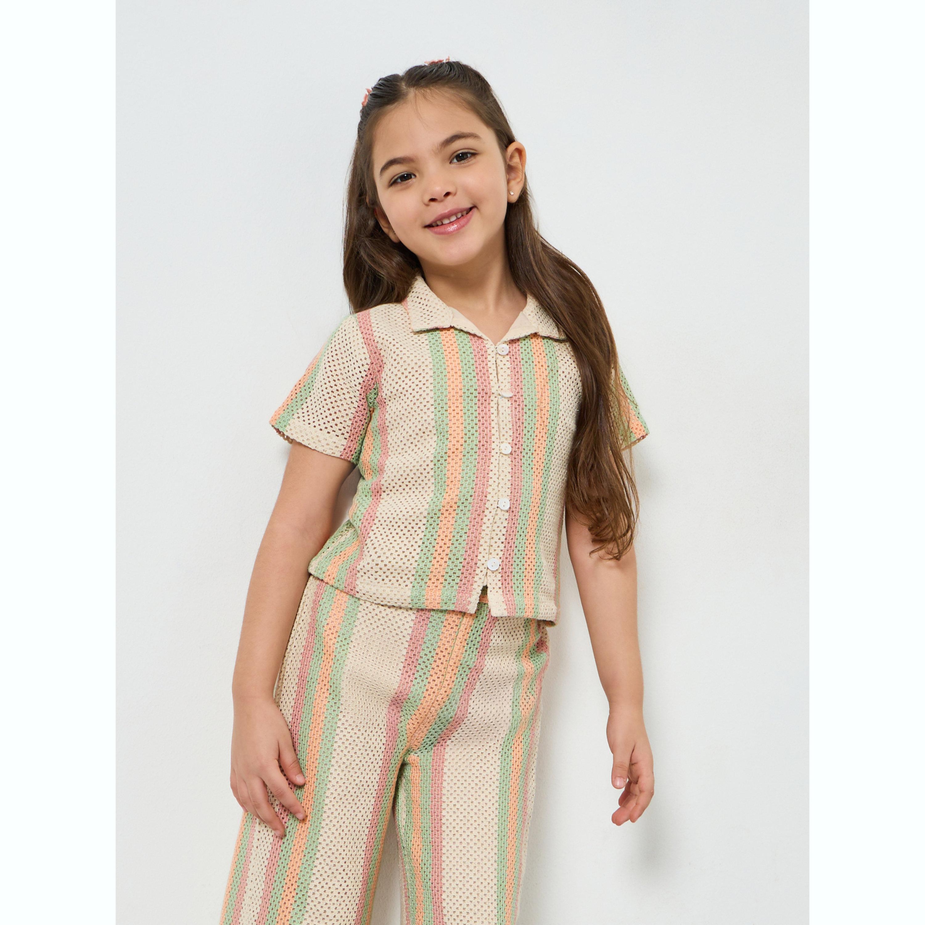 مجموعة من بنطال وبلوزة محبوكة ومخططة بناتي-girls-clothing-setsandcoords-image-2