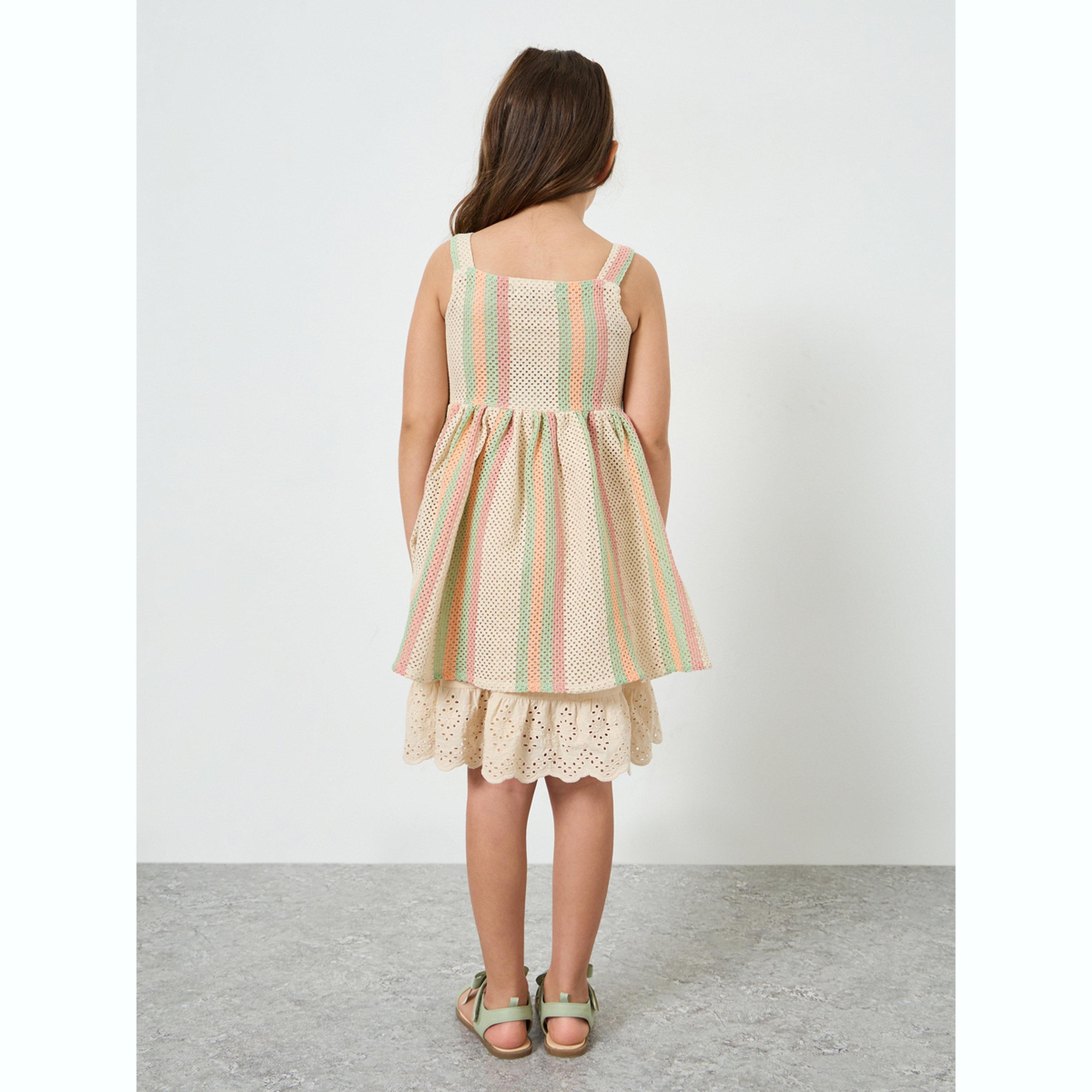 فستان بطول الركبة مخطط بحافة مُطرّزة وطبقات-girls-clothing-dressesandjumpsuits-image-3